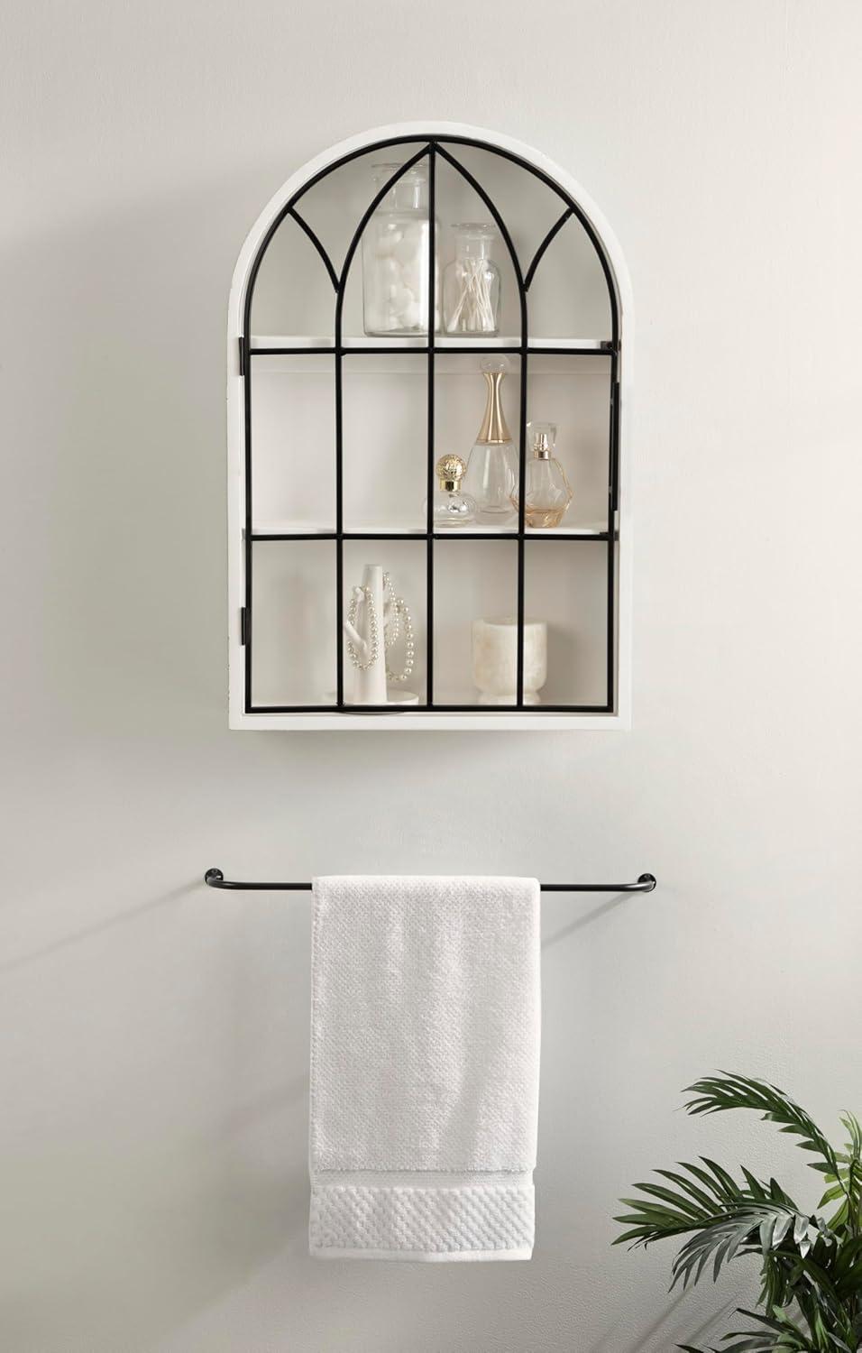 Kate and Laurel Megara Arched Wall Mounted Cabinet, 16x6x24, Black