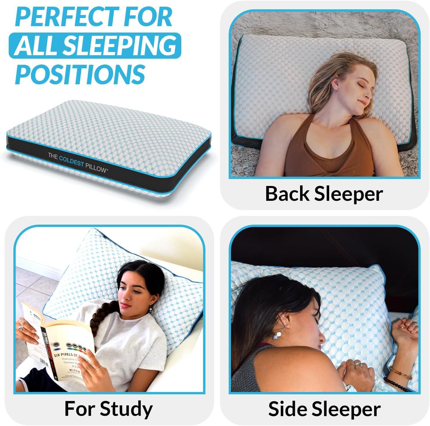 Coldest Pillow Queen - Adjustable Fill Bed Pillow, Best for Breathable Cool Sleep Relief While Sleeping