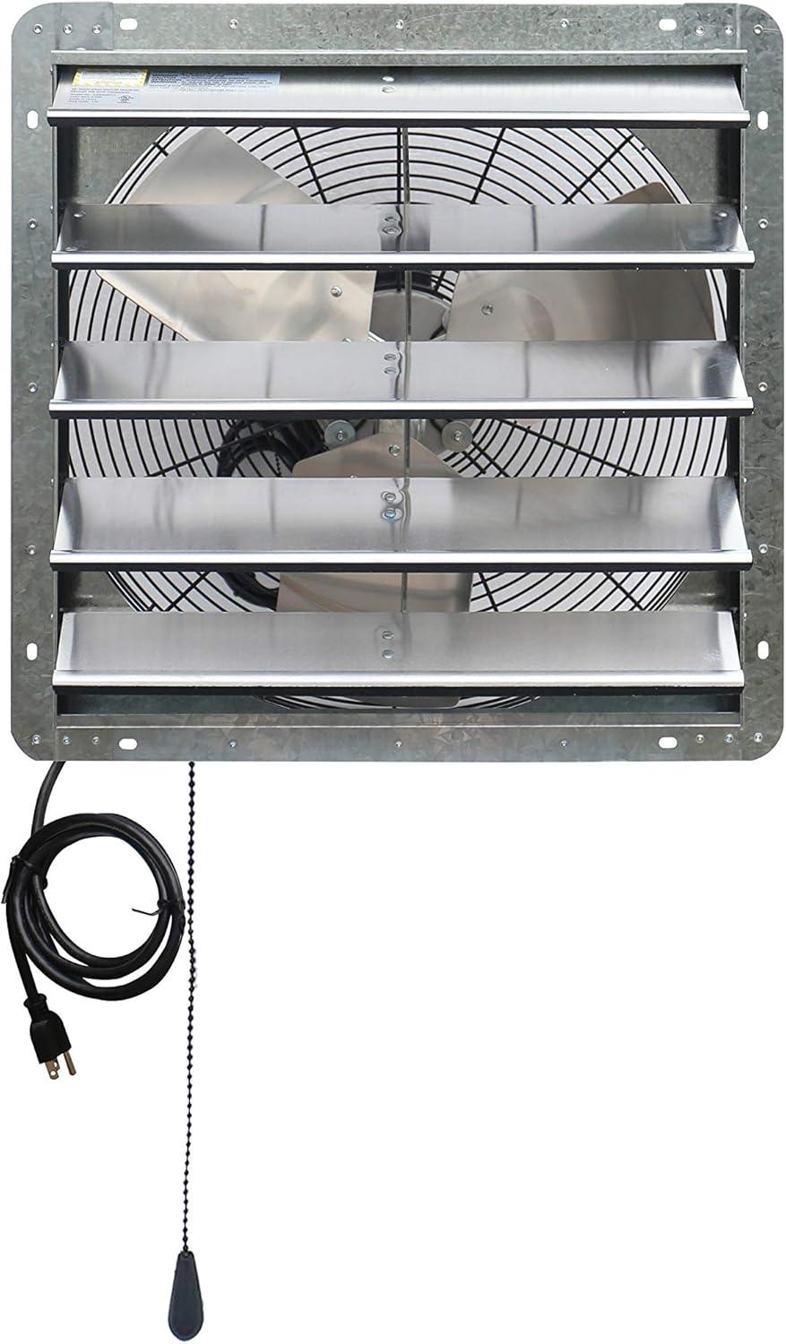 iLIVING ILG8SF20V-T 20 inch Shutter Exhaust Attic Garage Grow, Ventilation Fan with 3 Speed Thermostat 6 Foot Long 3 Plugs Cord, 20" - Variable, 3368 CFM, 5000 SQF Coverage Area, Silver