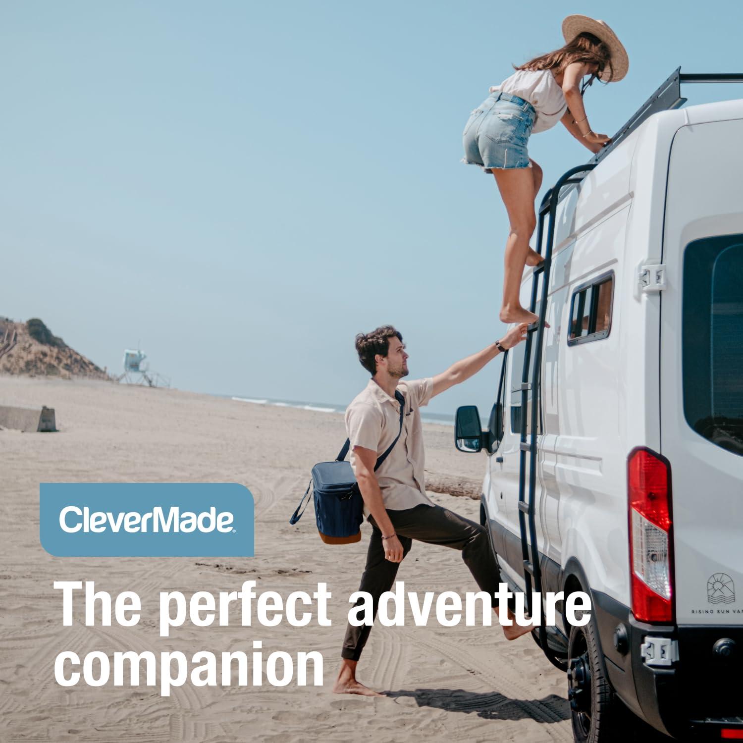 Rebrilliant Collapsible Insulated Cooler Bag – 50 Can Leakproof Soft Cooler For Beach, Travel, Car – Shoulder Strap, Bottle Opener (Ocean)