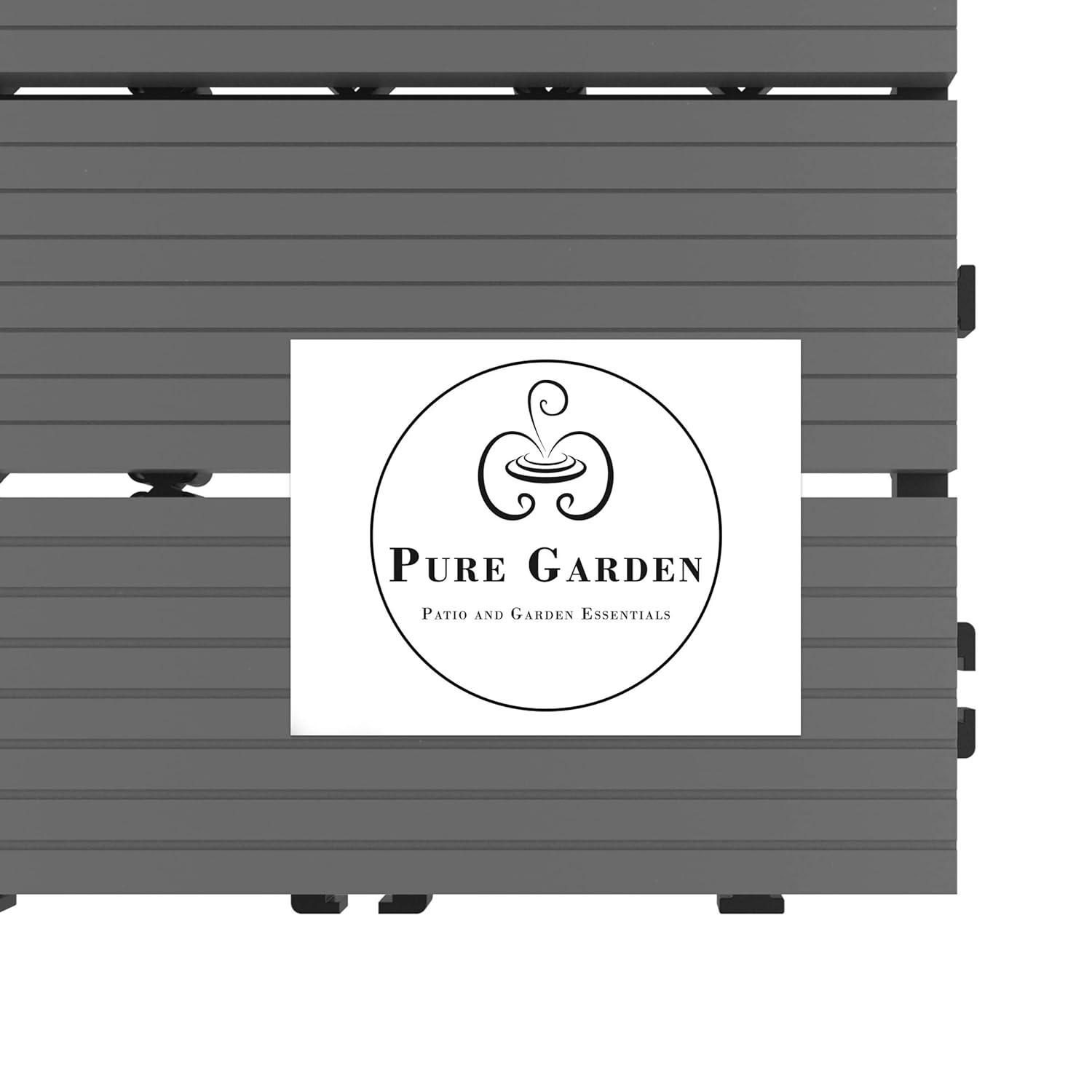 Interlocking Deck Tiles - 6-Pack Wood Plastic Composite Patio Tiles - Outdoor Flooring for Balcony, Porch, and Garage by Pure Garden (Dark Gray)