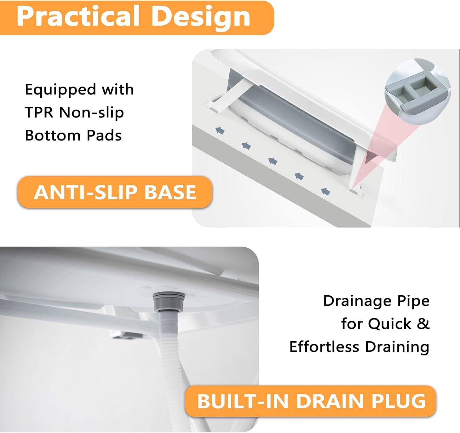 Portable White Plastic and Metal Dog Bath Tub for Medium Pets