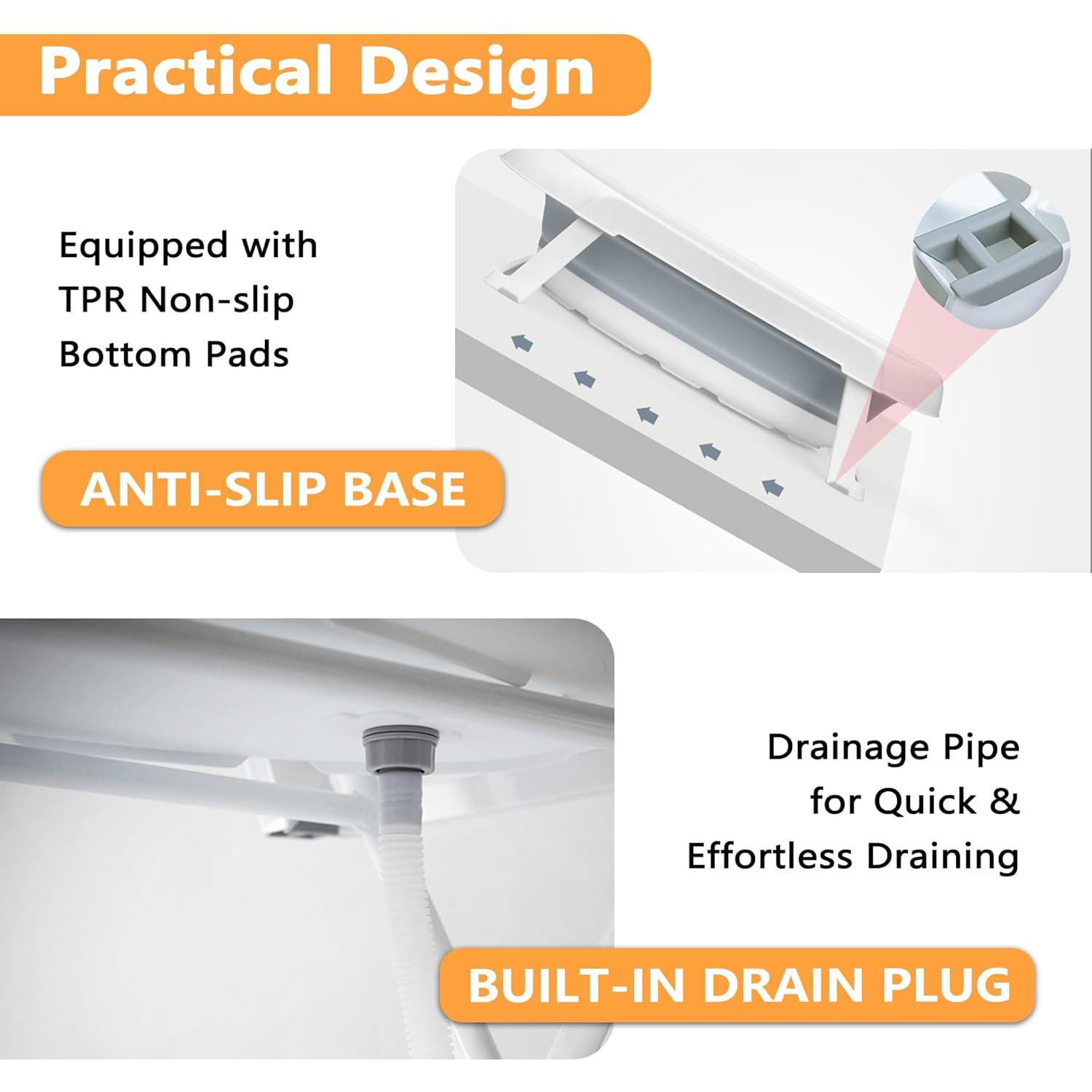 Dog Bathtub 2 in 1, 34 x 19 Inch Dog Washing Station Portable, Dog Bath for Shower and Grooming, Dog Tub for Medium Dogs, Cats, Indoor and Outdoor, White