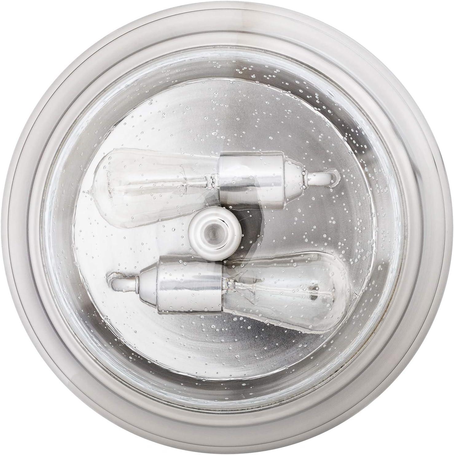 13-Inch Brushed Nickel Drum Flush Mount with Clear Glass