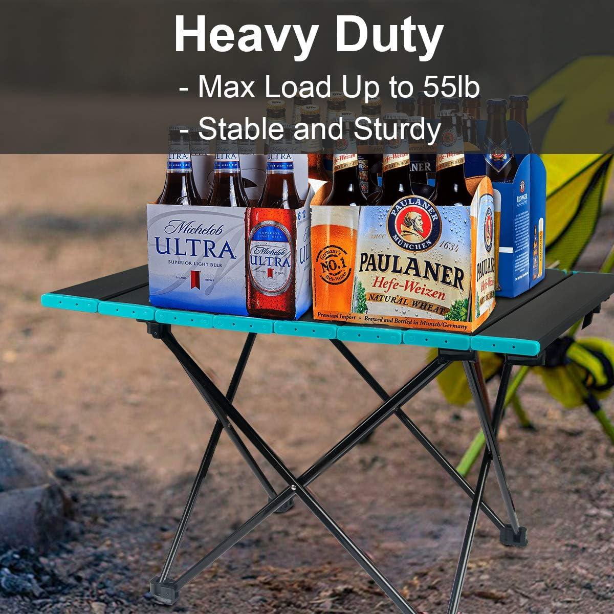 Camping Table Portable Folding Camping Side Tables Aluminum Table Top with Carrying Bag, Waterproof Fold Up Lightweight Table for Picnic Camp Beach Outdoor BBQ Cooking, Travel Beach Tables Black