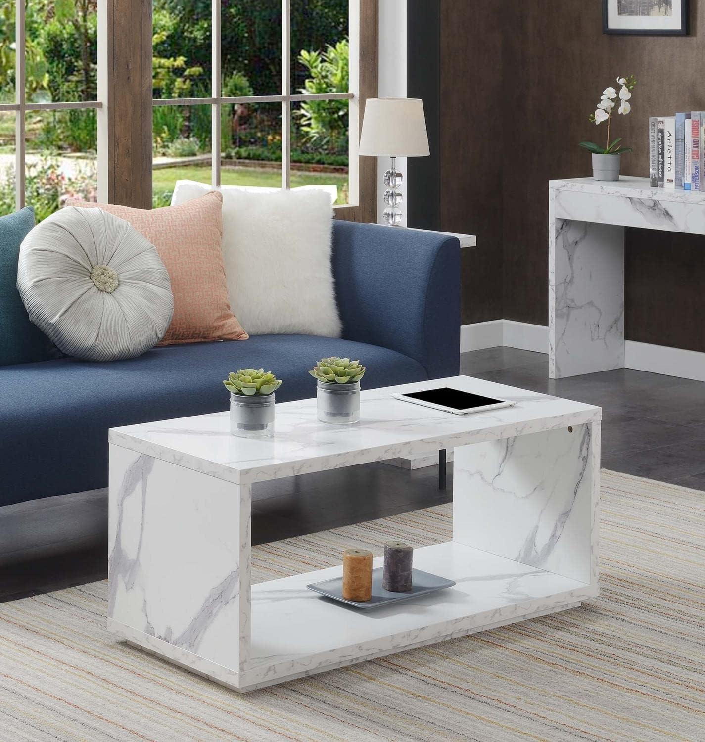 Convenience Concepts Northfield Admiral Coffee Table, Faux White Marble