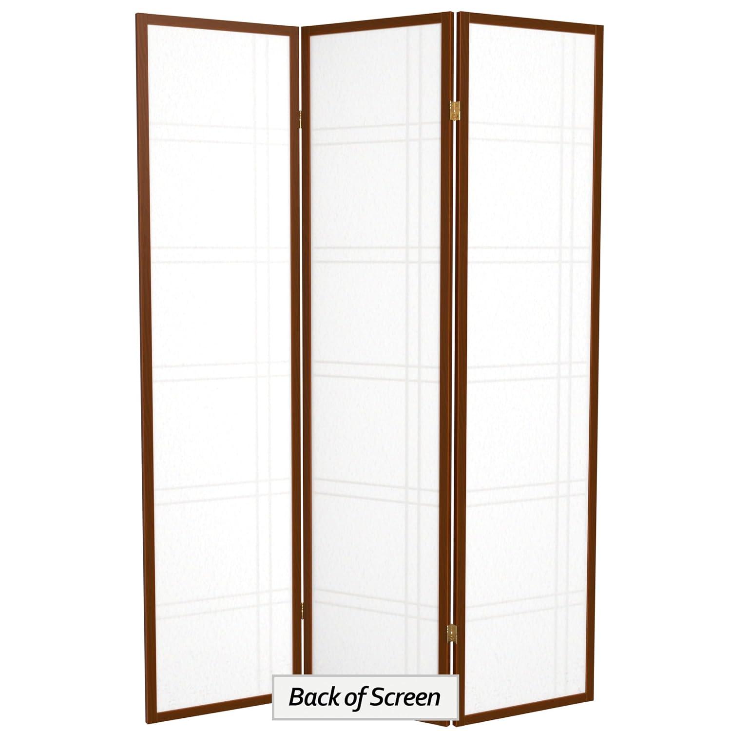 Oriental Furniture 6 ft. Tall Double Cross Shoji Screen - Walnut - 3 Panel