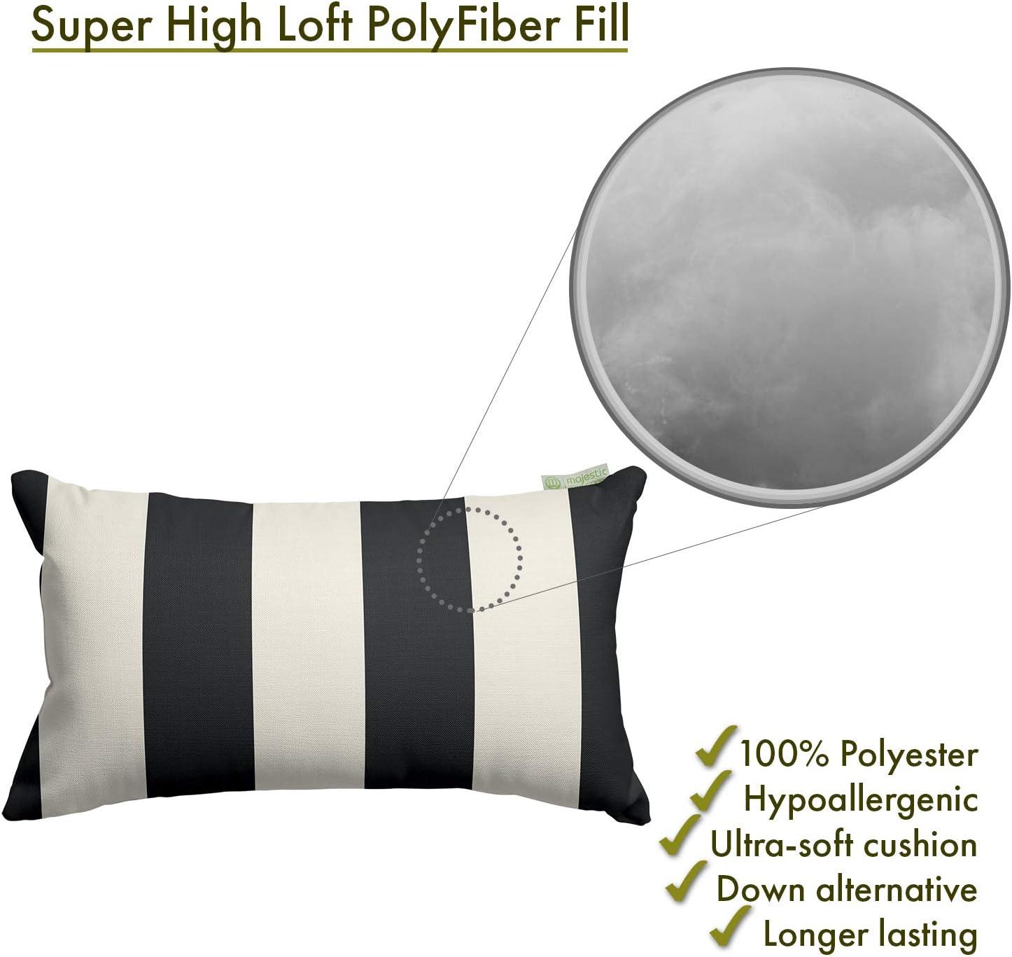 Majestic Home 20" x 12" Modern, Contemporary Black Striped Polyester Throw Pillow , Water & Stain Resistance, UV Protection, Assembled in the USA