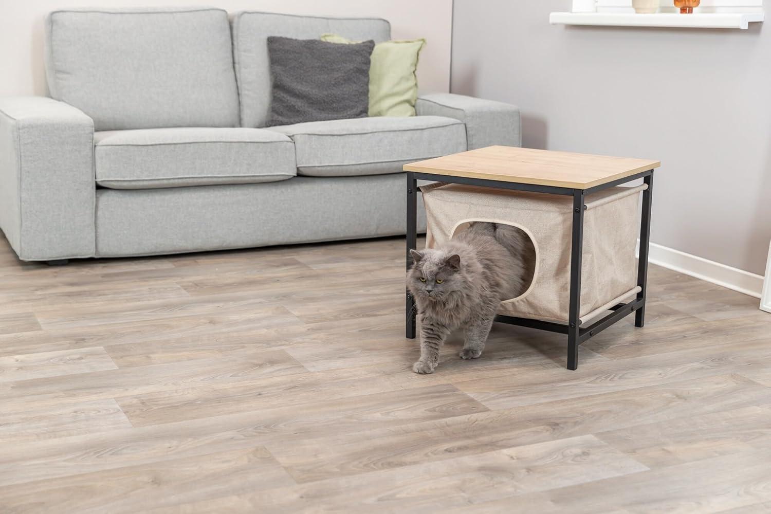 TRIXIE TRIXIE Emmie Indoor Cat Condo, Cat Bed Side Table & Nightstand, Cat Hideaway Cave with Cozy Cushion