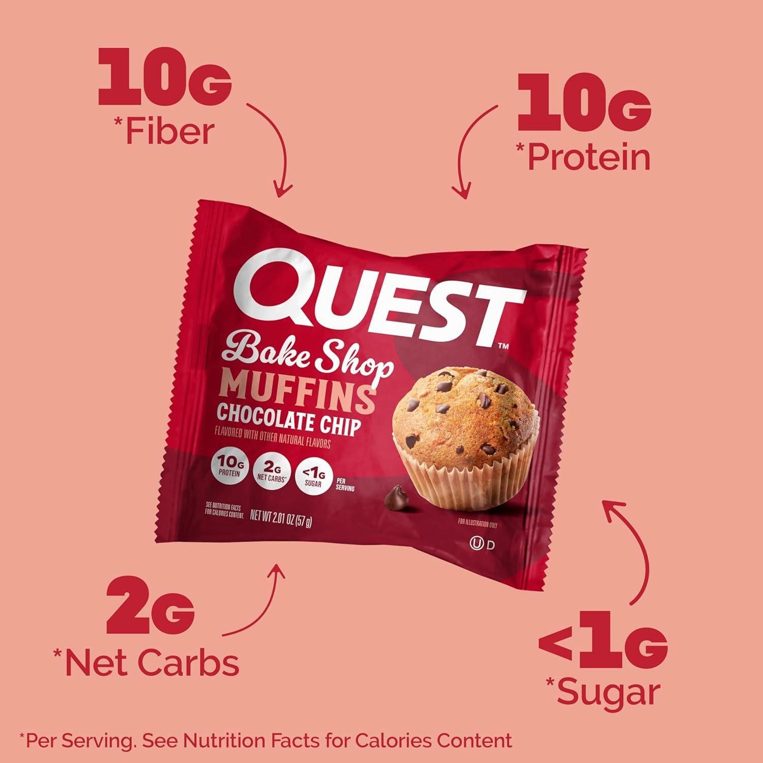 Quest Nutrition Bake Shop Muffin - Chocolate Chip - 8ct