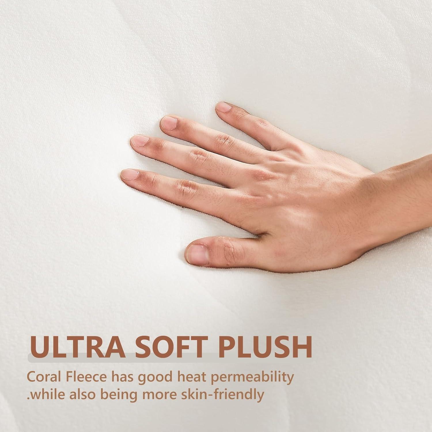 Homemate King Size Heated Mattress Pad, Coral Fleece, 5 Heated Settings, Dual Controller, 10 Hours Auto Off, 21 Inches Maximum Length, 80"x78"