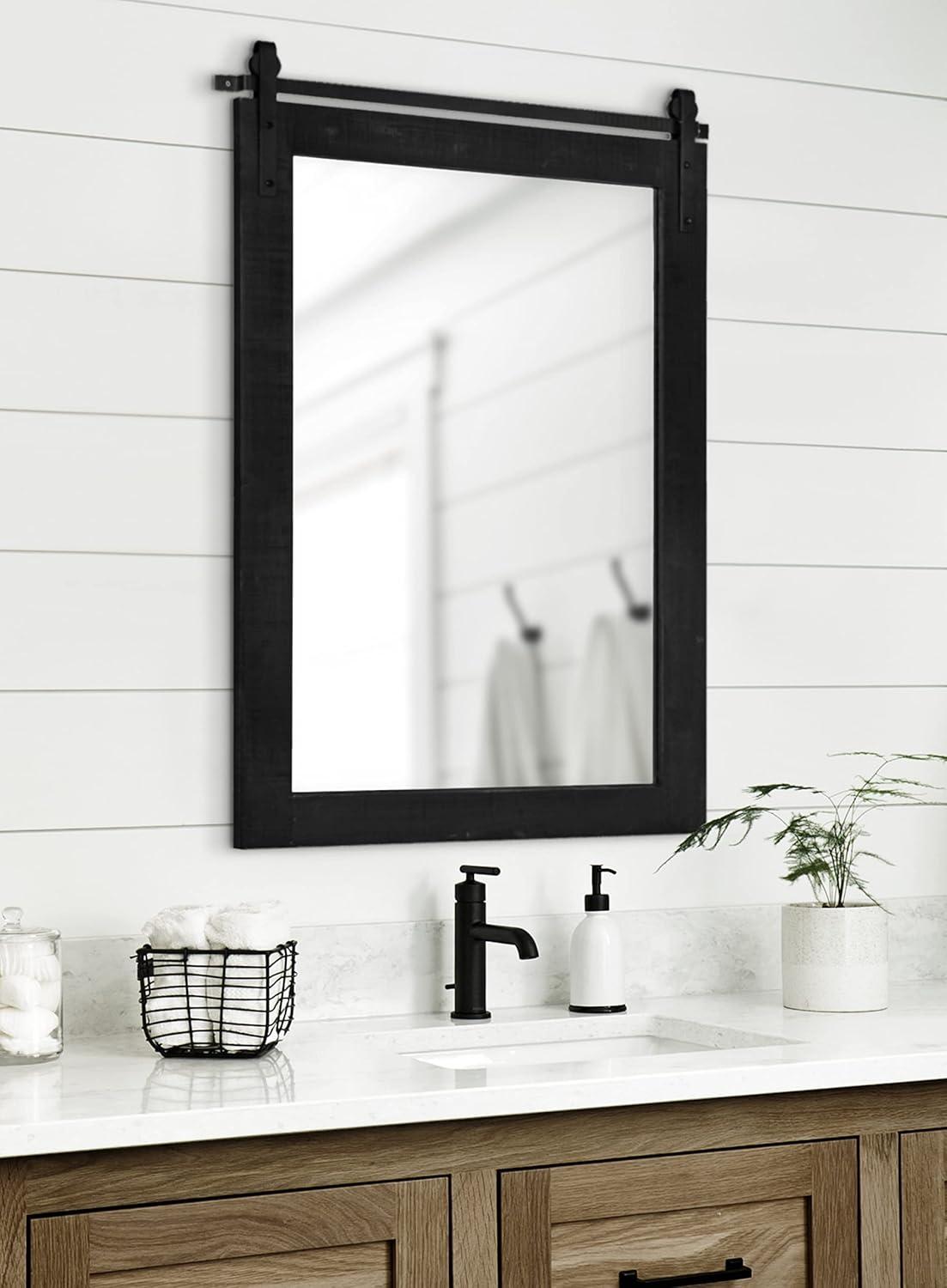 Kate & Laurel All Things Decor 26" x 39" Cates Rustic Wall Mirror Black: Modern Rectangle, No Assembly Required