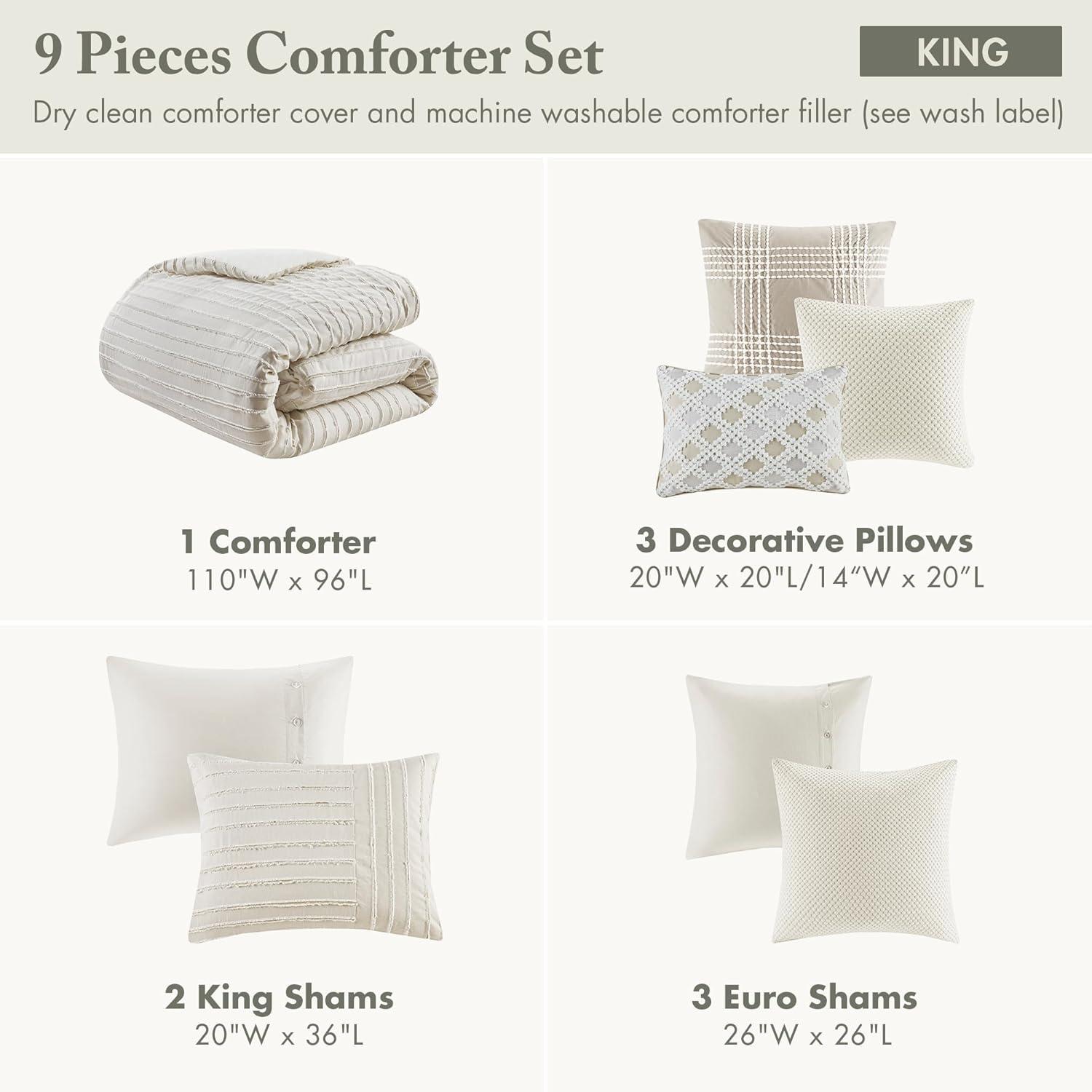 Madison Park Signature Madison Park Signature Essence Oversized Cotton Clipped Jacquard Comforter Set