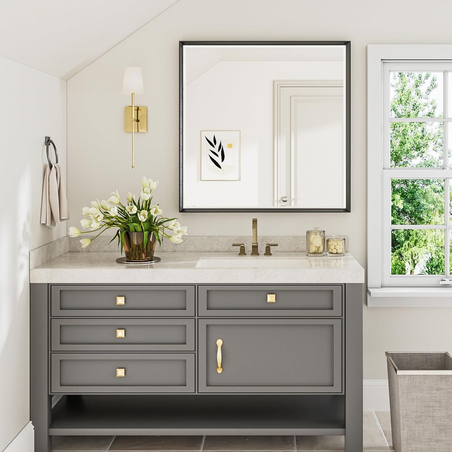 Decorative Wall Mirror Beveled Design, Bathroom Vanity Mirror Accent Mirror Finish