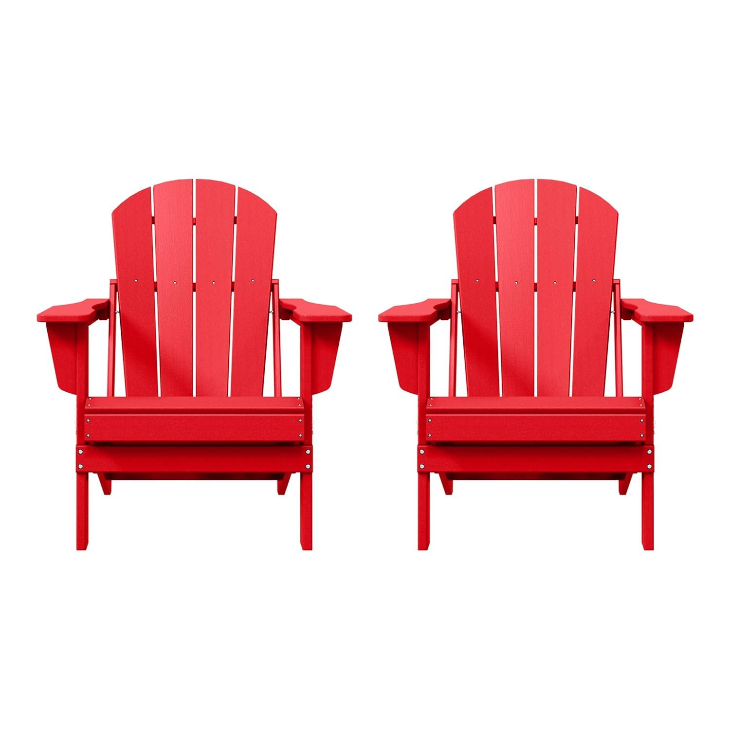 Red Poly Adirondack Outdoor Folding Armchair Set of 2