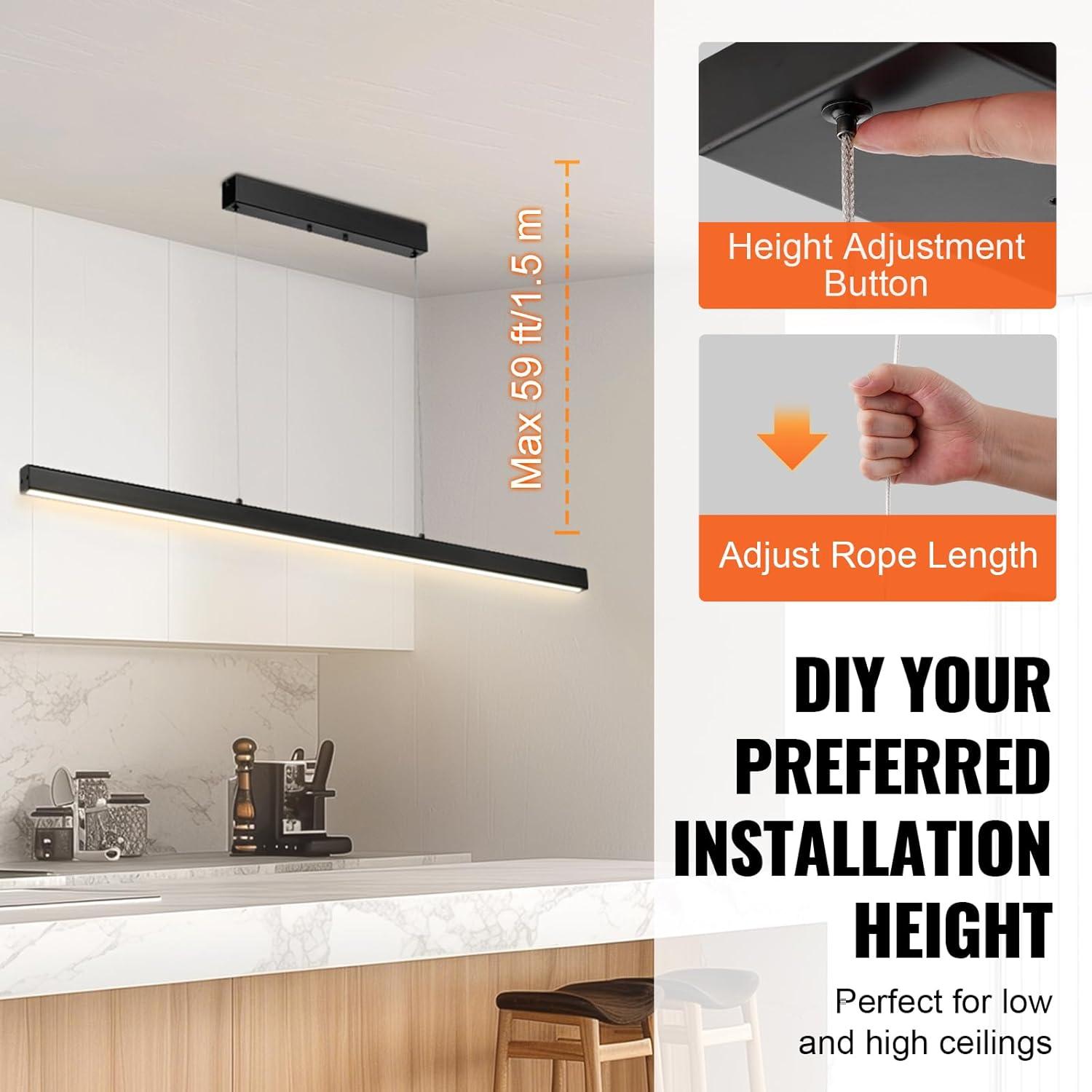 Wrought Studio™ Dimmable Linear Pendant Light 20W 47in LED Linear Light Fixture Chandelier