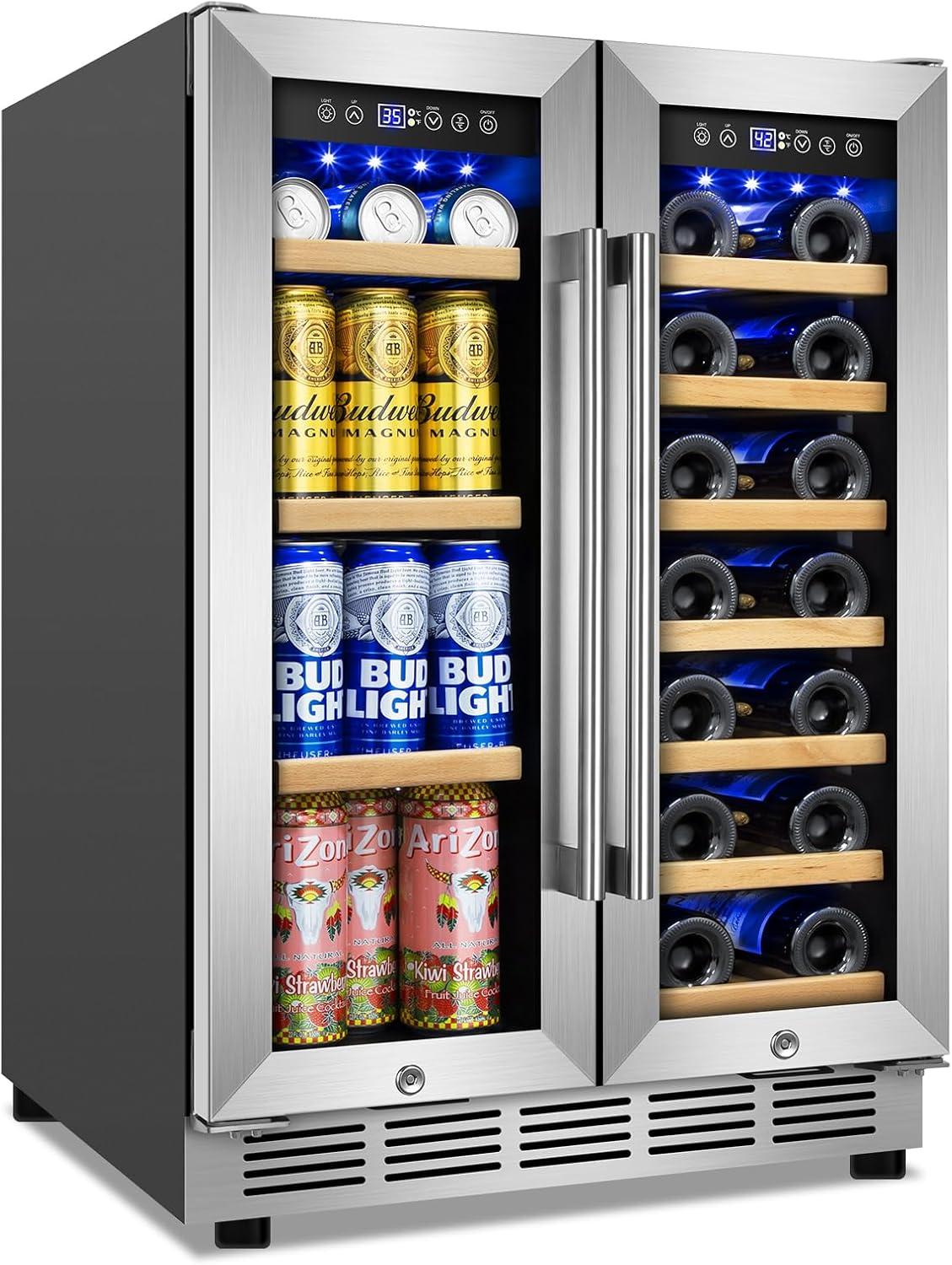 24 Inch Stainless Steel Dual Zone Wine and Beverage Cooler