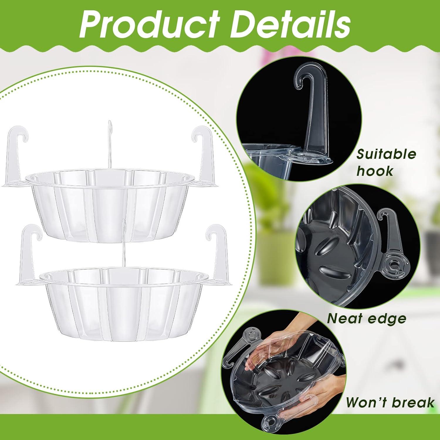 Arlmont & Co. 20 Pcs Hanging Plant Drip Trays Hanging Basket Water Catcher Plant Saucer Drip Pan Clear Plant Hangers For Hanging Planter Outdoor Indoor