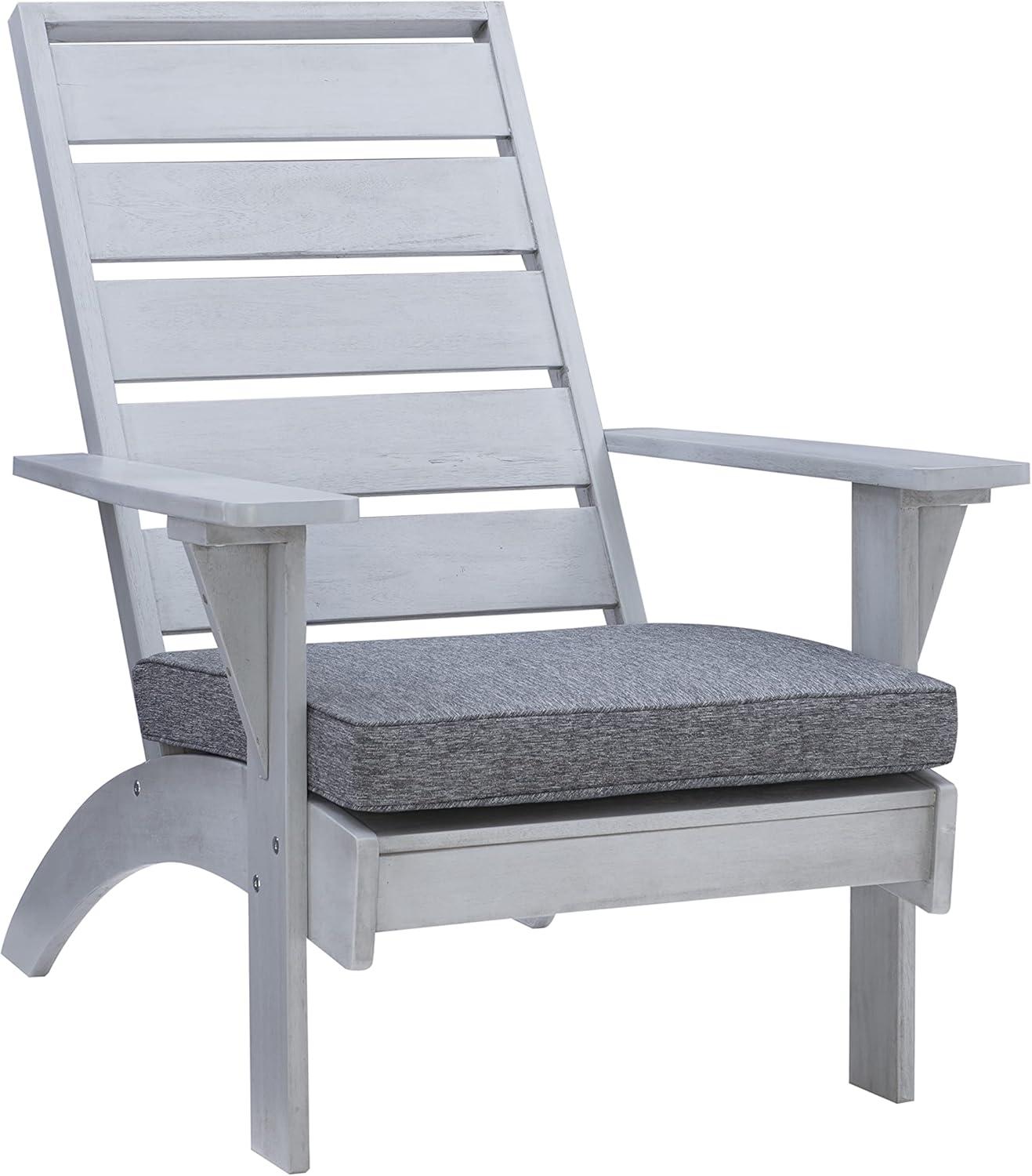 Rockport Outdoor Acacia Wood Chair with Cushion Gray - Linon