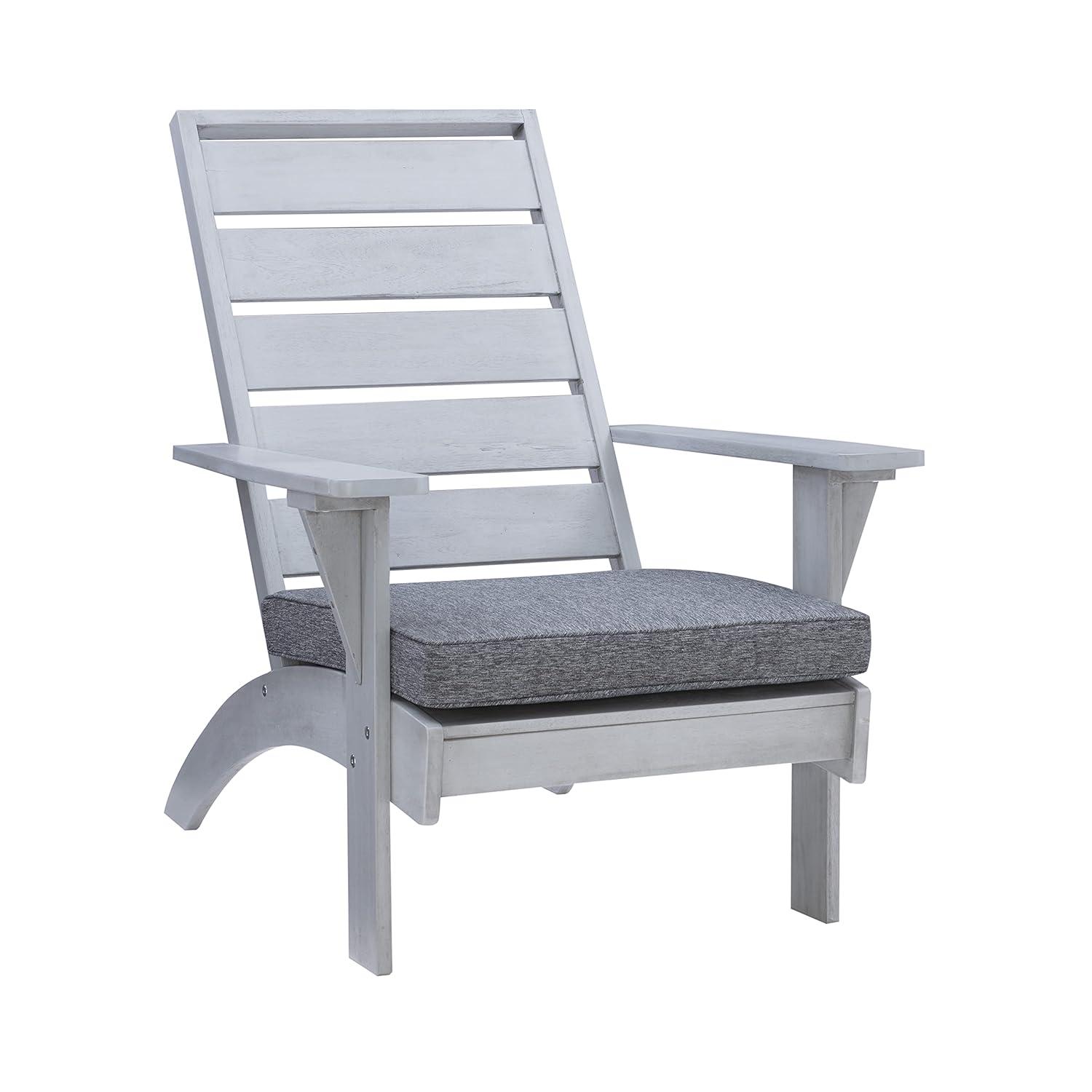 Rockport Outdoor Acacia Wood Chair with Cushion Gray - Linon