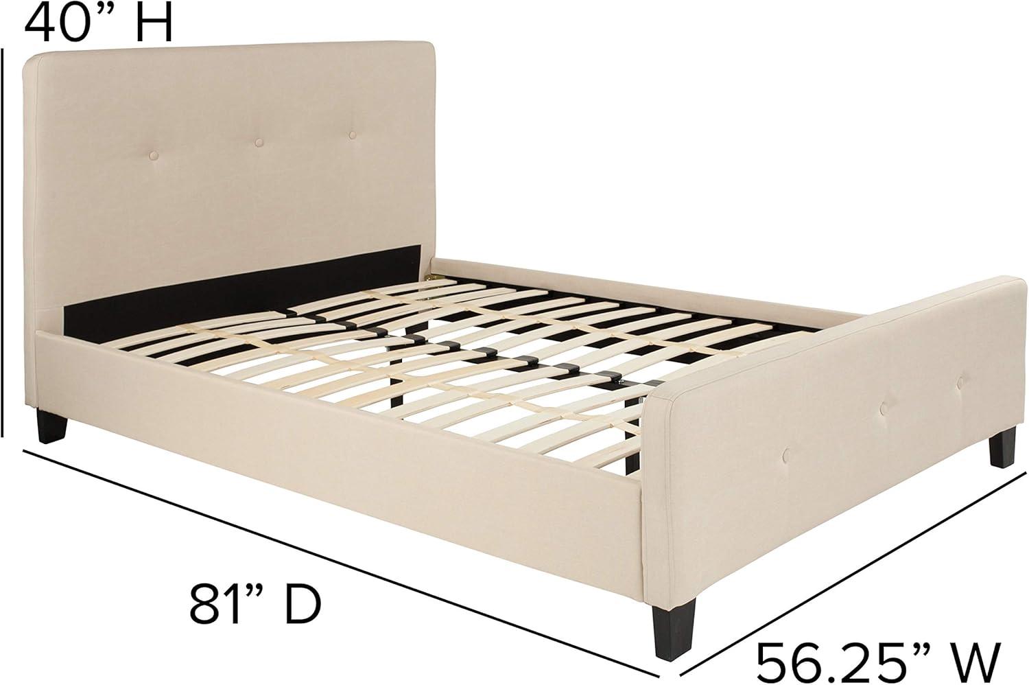 Flash Furniture Tribeca Queen Size Tufted Upholstered Platform Bed in Beige Fabric