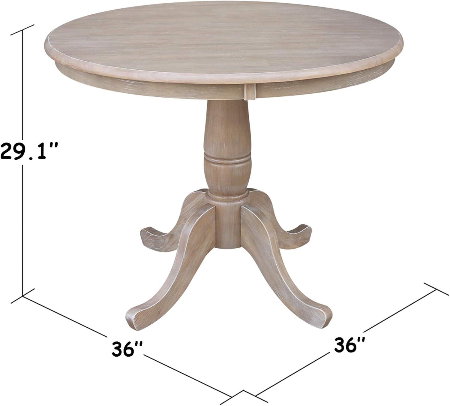 36" Round Gray Taupe Wood Pedestal Dining Table