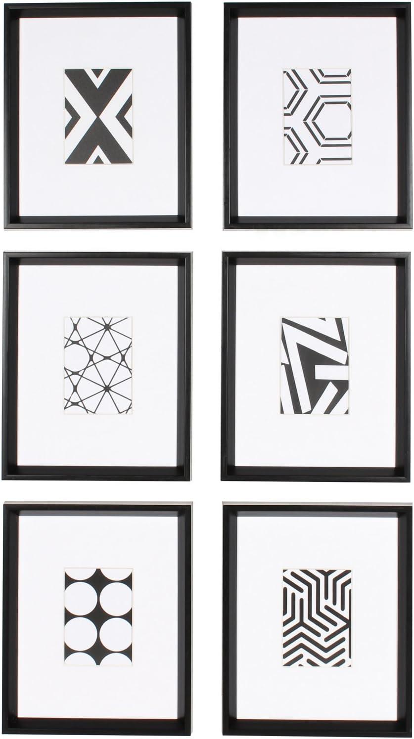 6pc 12" x 15" Calter Framed Print Art Set Black - Kate and Laurel