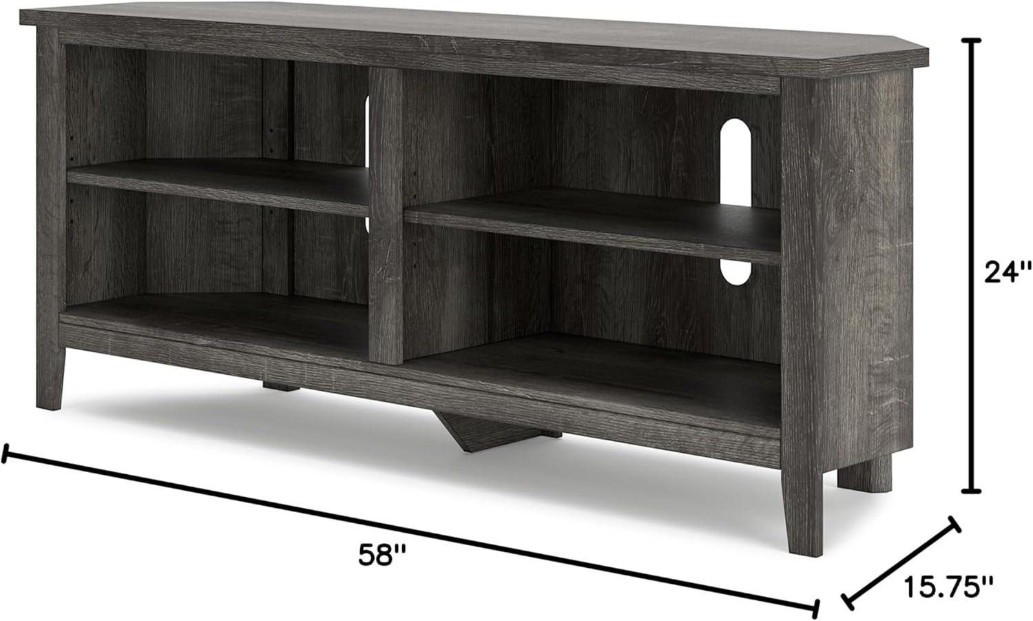 Gray Weathered Oak Corner TV Stand with Shelves