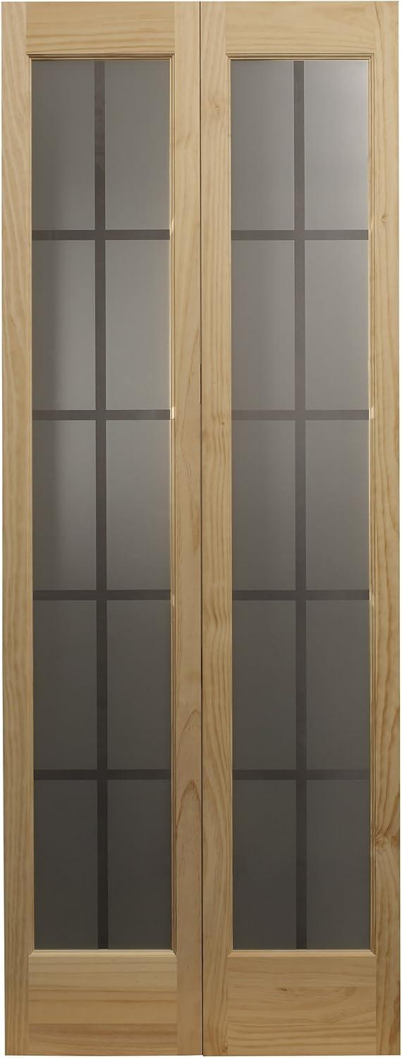 LTL Home Products 80.5'' Solid Wood Glass Painted Bi-Fold Door