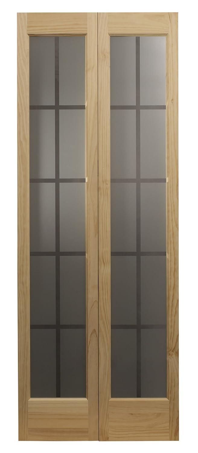 LTL Home Products 80.5'' Solid Wood Glass Painted Bi-Fold Door