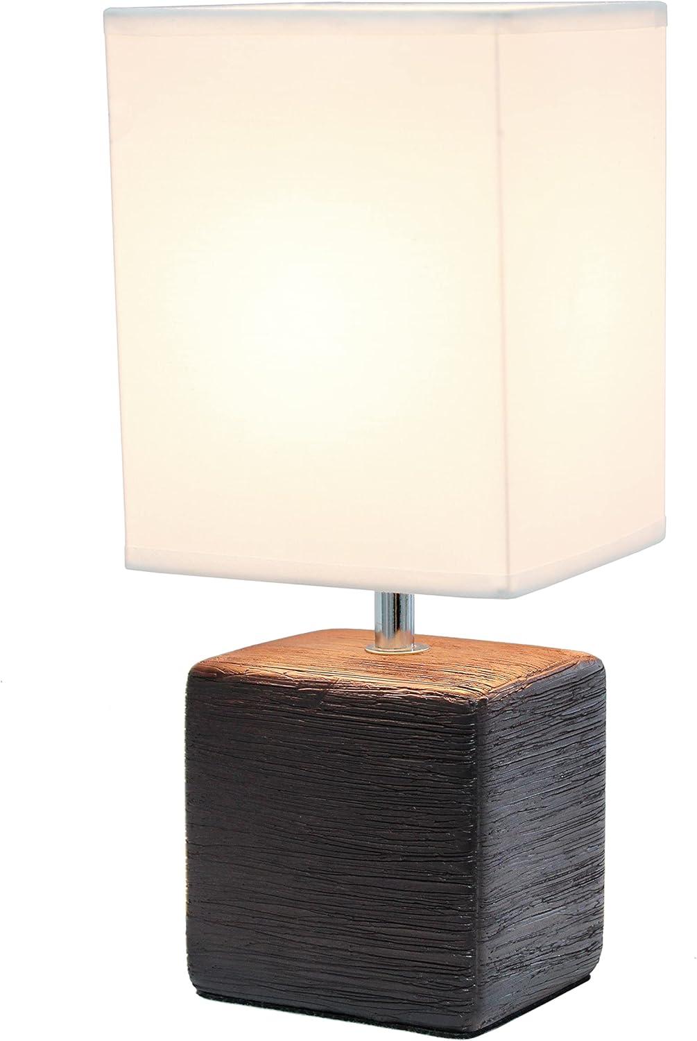 Petite Faux Stone Table Lamp with Fabric Shade - Simple Designs