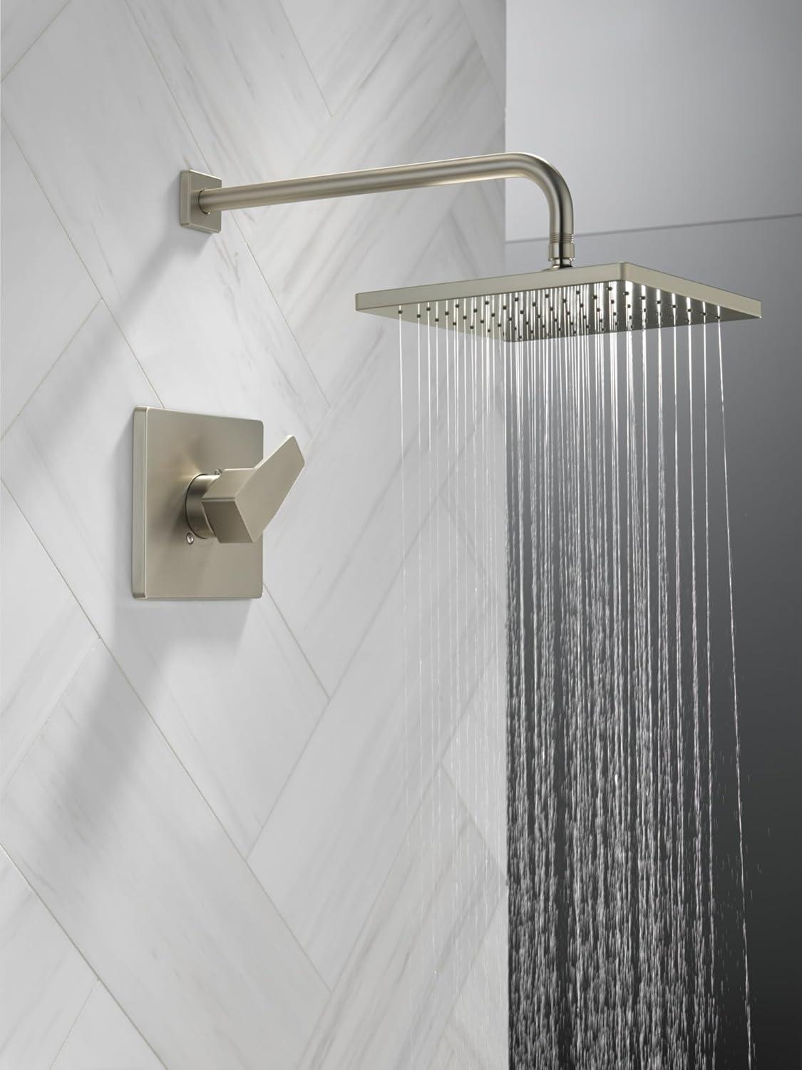 Spotshield Brushed Nickel Square Rainfall Shower Head Set