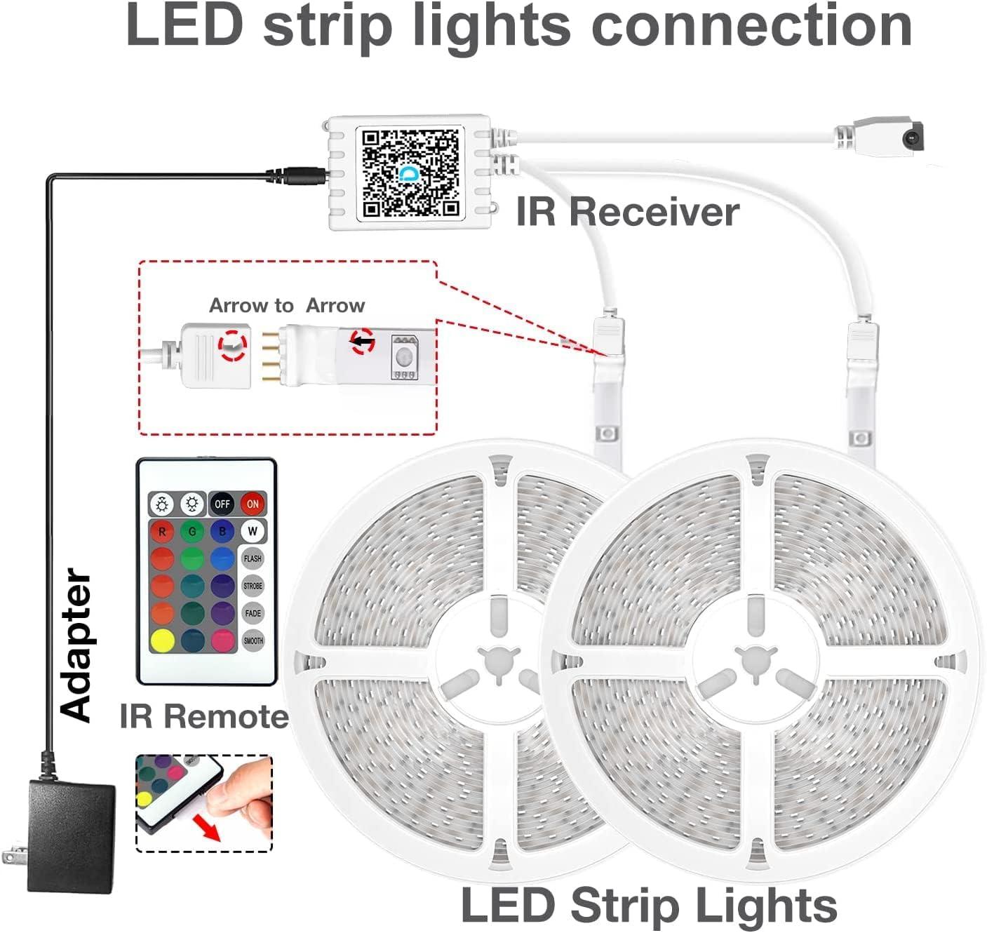 200ft Color-Changing RGB LED Strip Lights with Remote and App Control