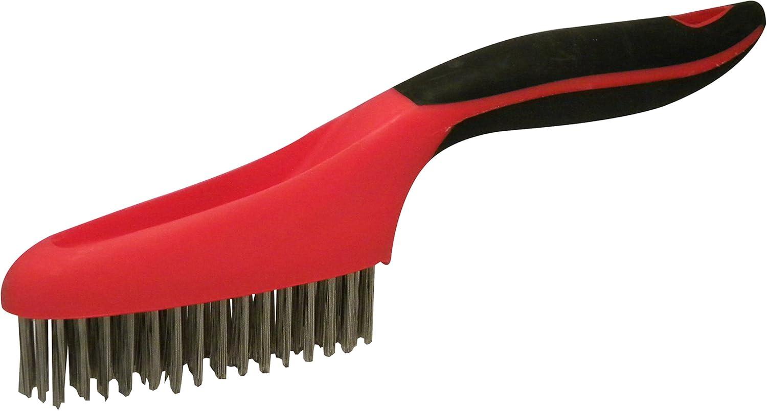 10-Inch Red and Black Stainless Steel Wire Brush