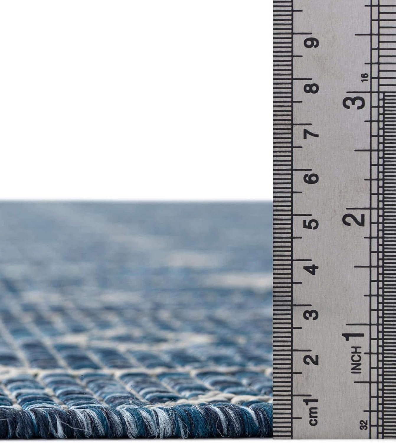 Unique Loom 7' 0 x 7' 0 Octagon Indoor/Outdoor Trellis Blue Area Rug