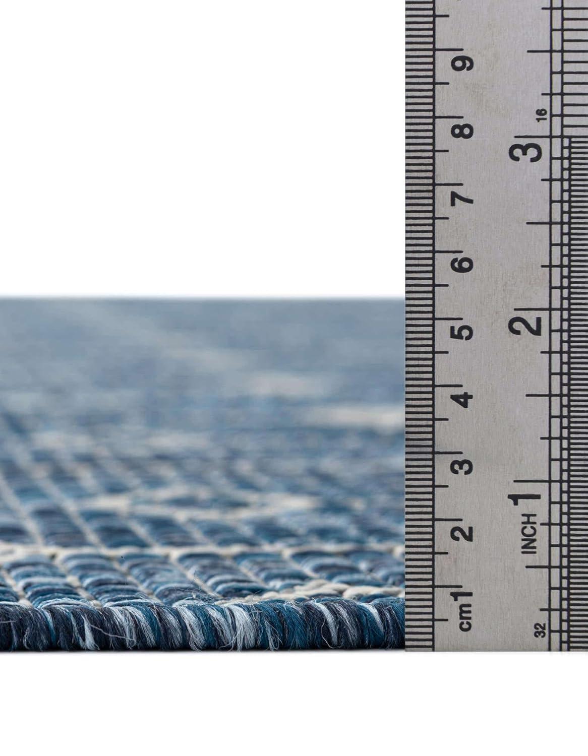 Unique Loom 7' 0 x 7' 0 Octagon Indoor/Outdoor Trellis Blue Area Rug