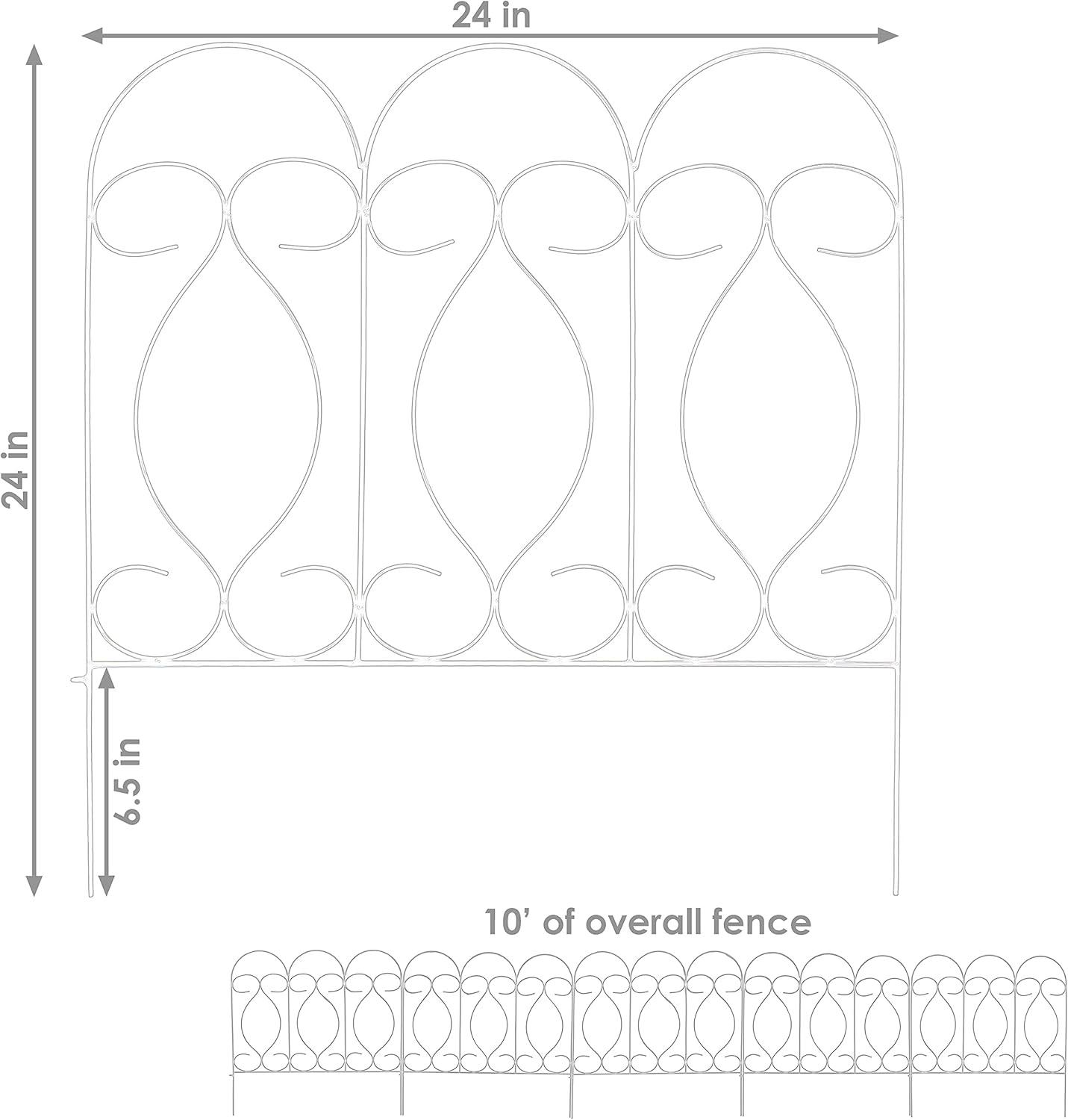 SunnyDaze Decor Traditional 24" x 24" Steel Decorative Garden Fence Panels (Set of 5)