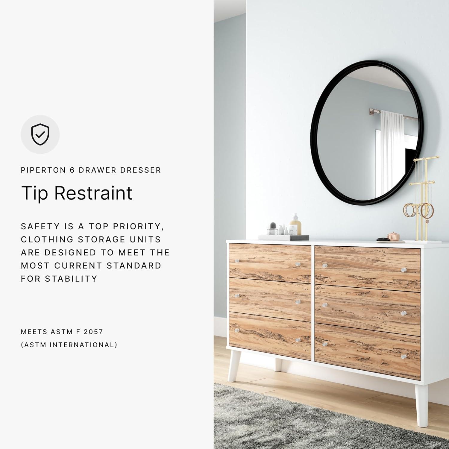 Signature Design by Ashley Contemporary Piperton 6 Drawer Dresser, Two-tone Brown/White