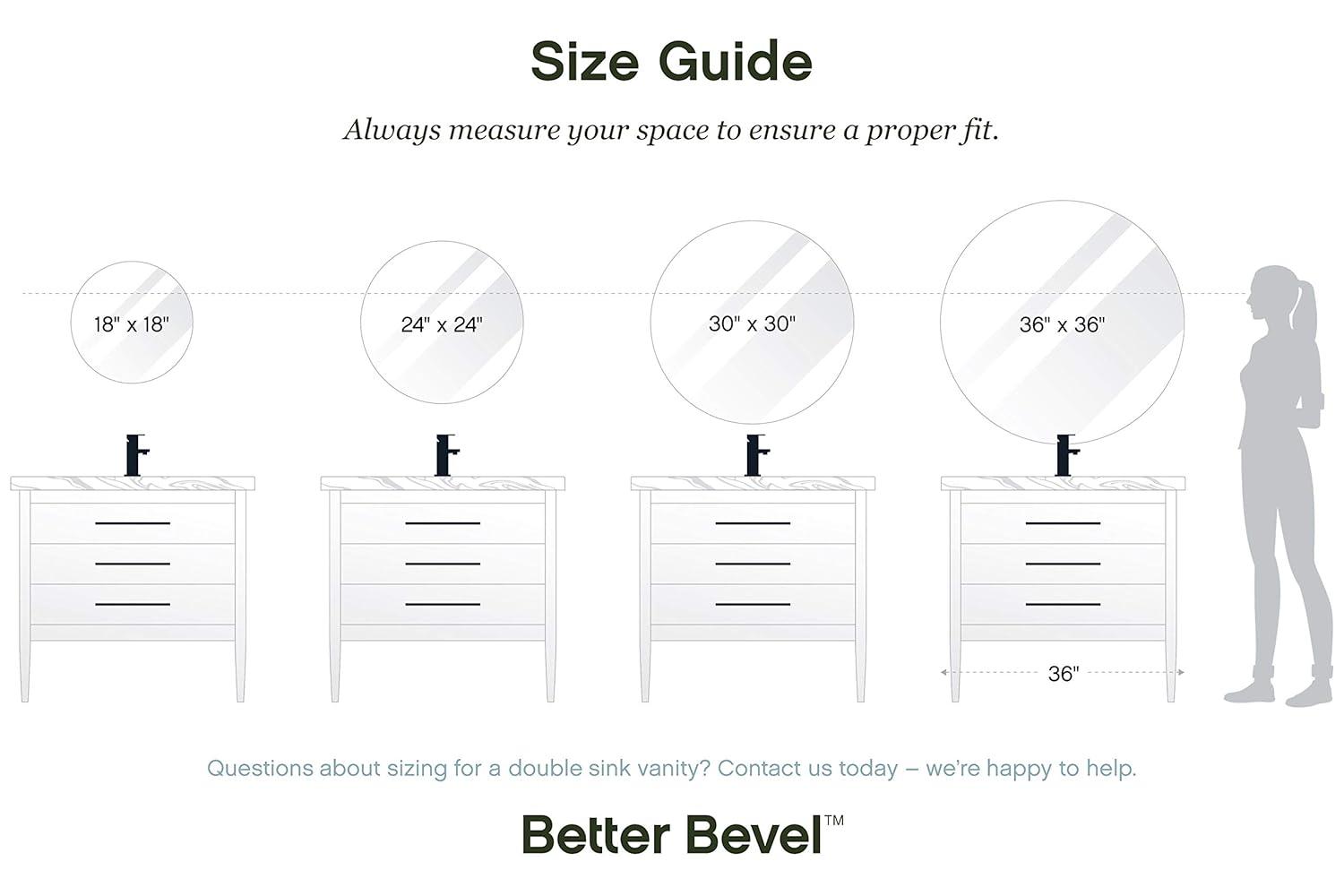 24" Round Frameless Clear Glass Vanity Mirror