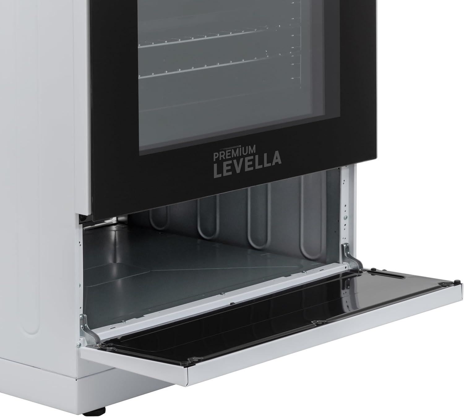 Premium Levella PREV2405VW 24" Vitroceramic Cooktop Electric Range with 4 Burners and 2.4 Cu. Ft. Single Convection Oven - White
