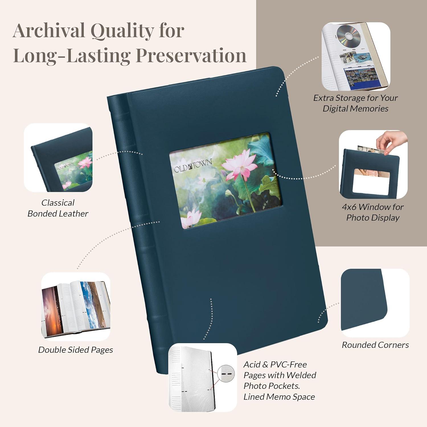 QUALITY FLOORING INC. 2-Pack Bonded Leather Photo Albums, Photo Album 5X7 & 4X6 Slots