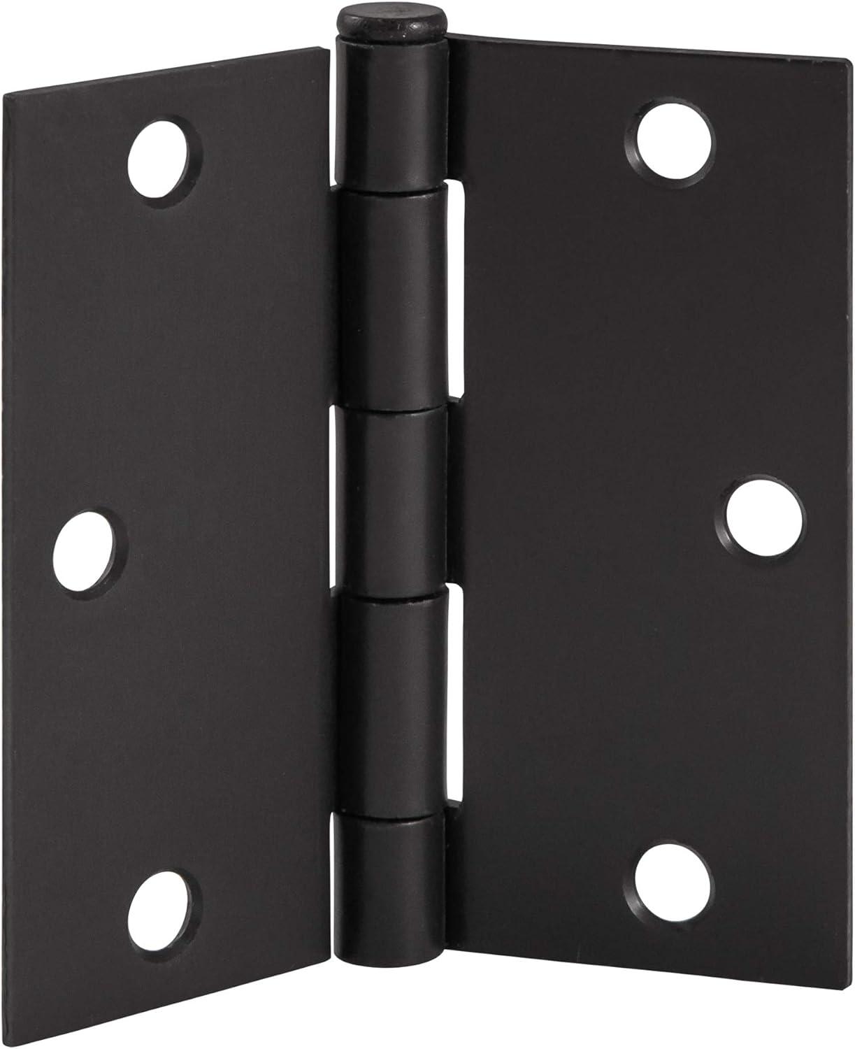 Matte Black Steel Square Corner Door Hinges 3-Pack