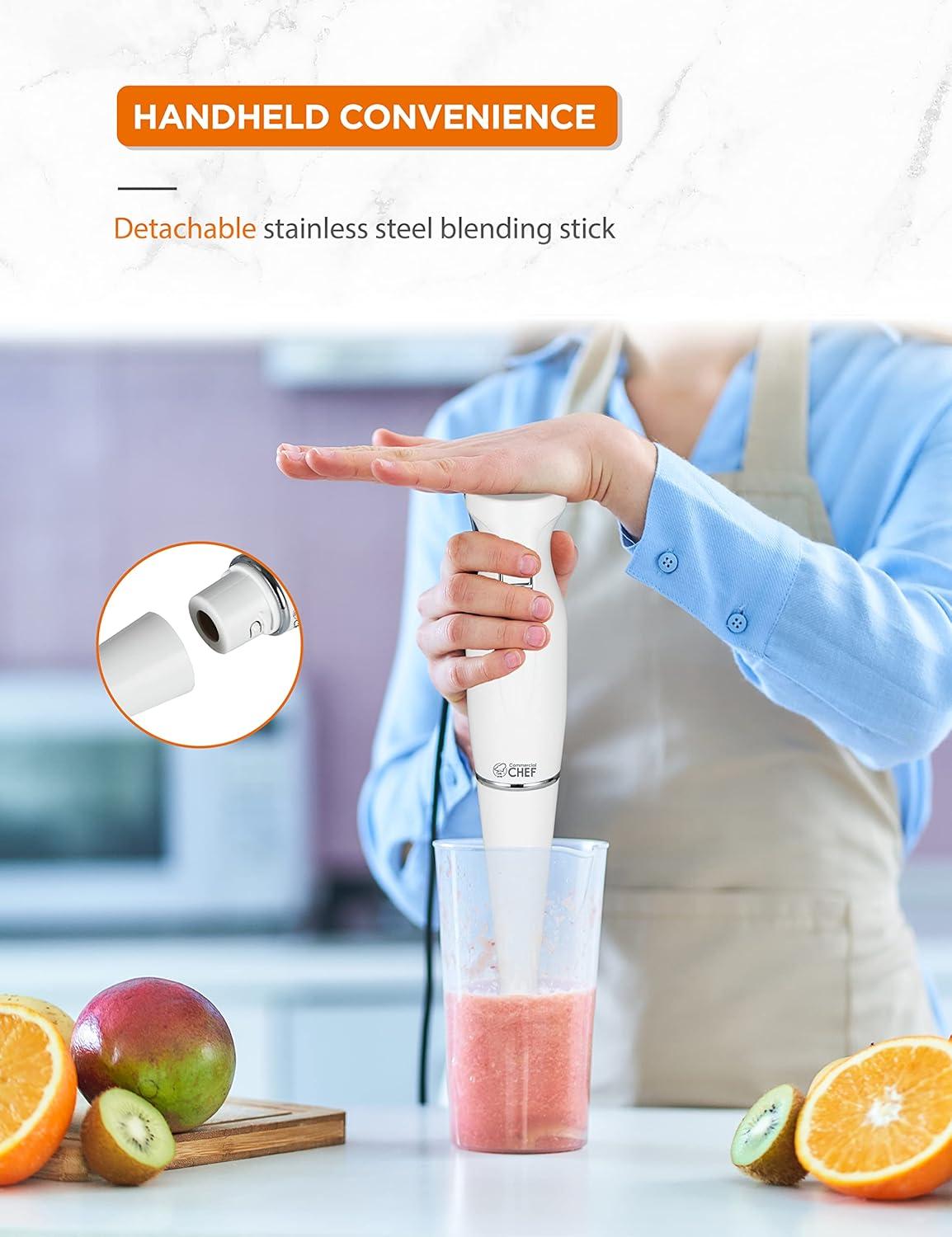Commercial Chef COMMERCIAL CHEF Immersion Blender, Hand Blender with Stainless Steel Blades