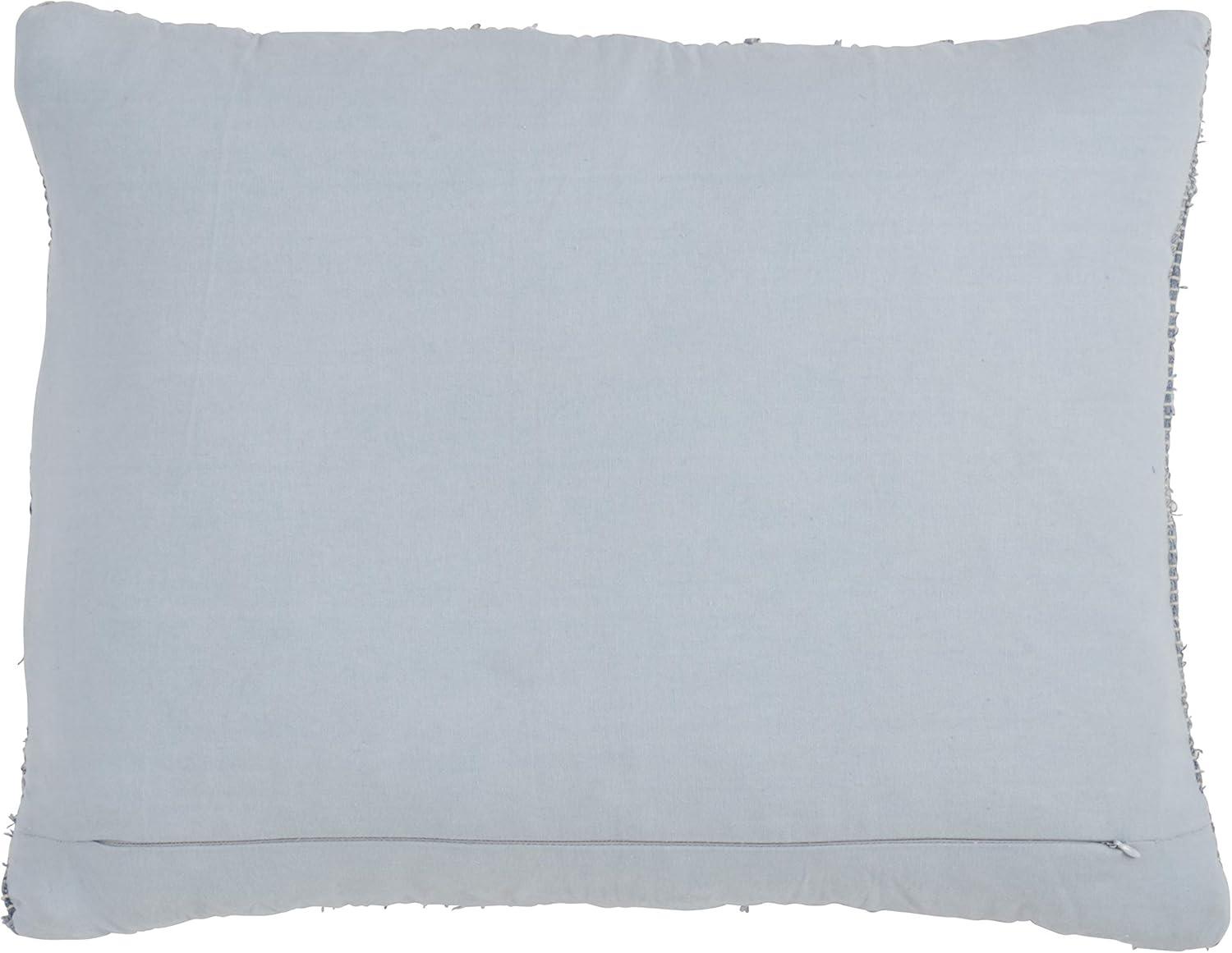 Denim Blue Cotton Rectangular Washable Throw Pillow Cover