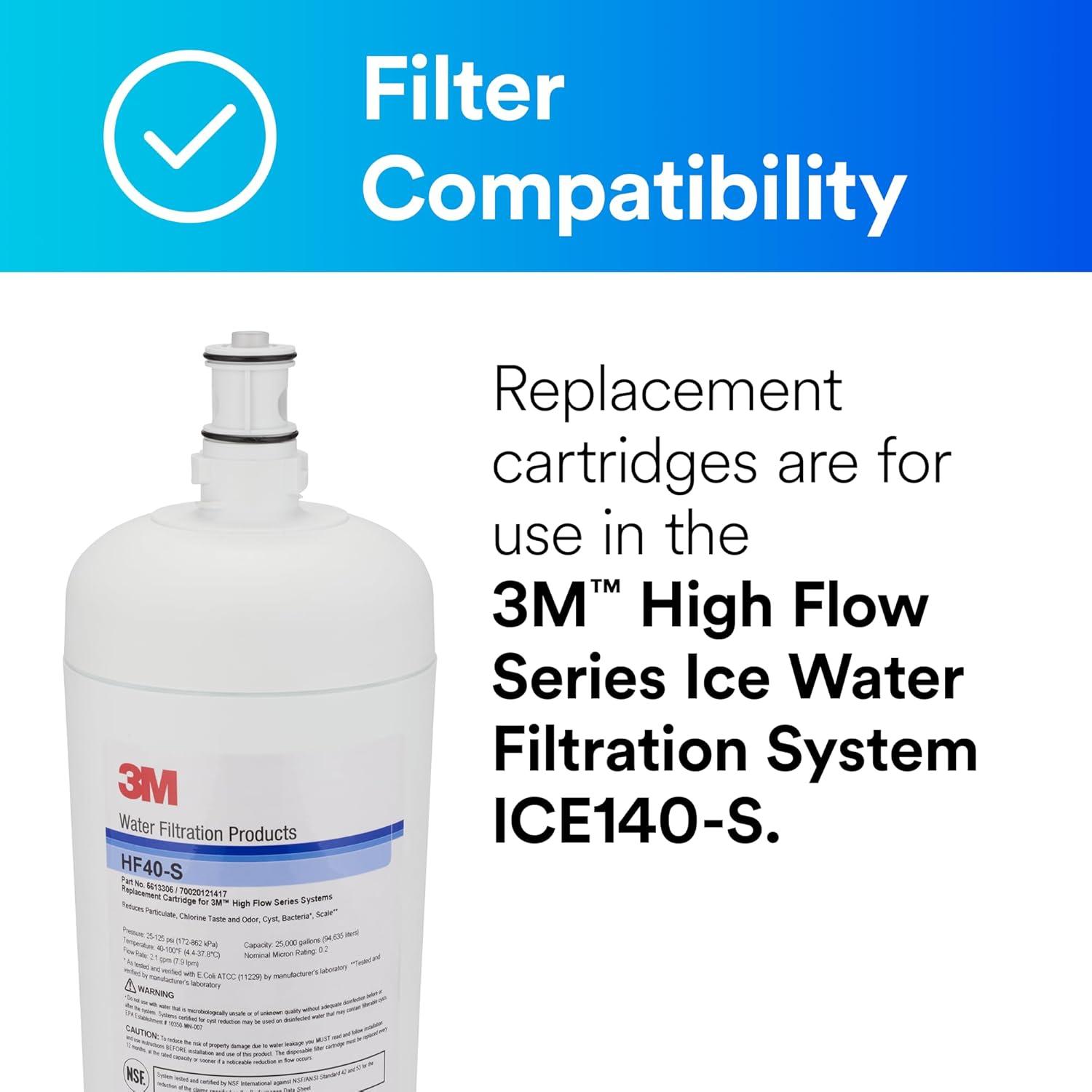 3M HF40-S High Flow Series Commercial Water Filter Cartridge , 0.2 um NOM, 2.5gpm, 25000 gal