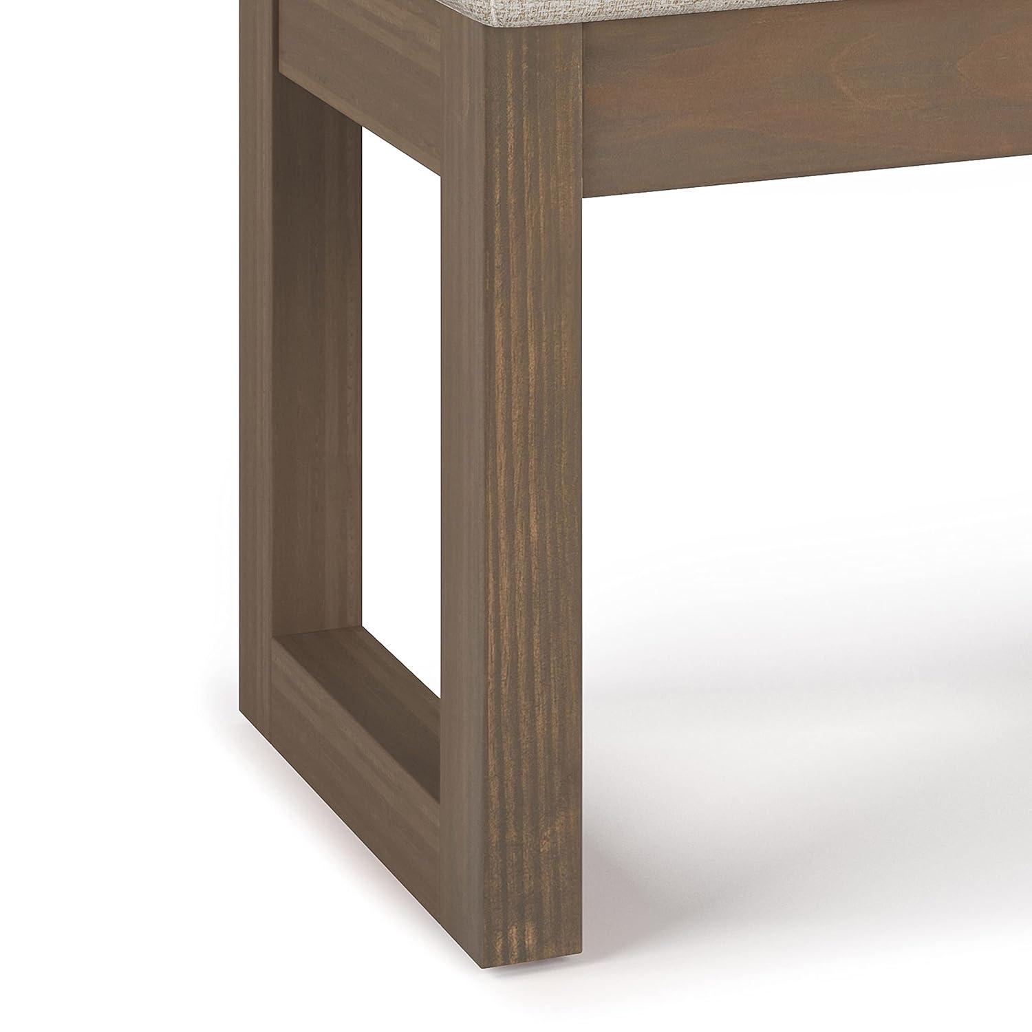 Simpli Home Milltown Ottoman Bench with Upholstered Seat and Solid Wood Frame