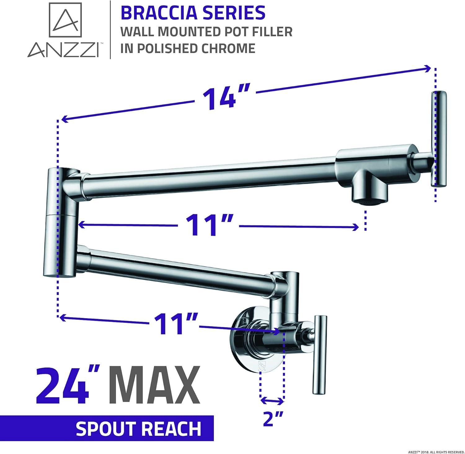 ANZZI ANZZI Braccia Series 24" Wall Mounted Pot Filler With Accessories KF-AZ258CH