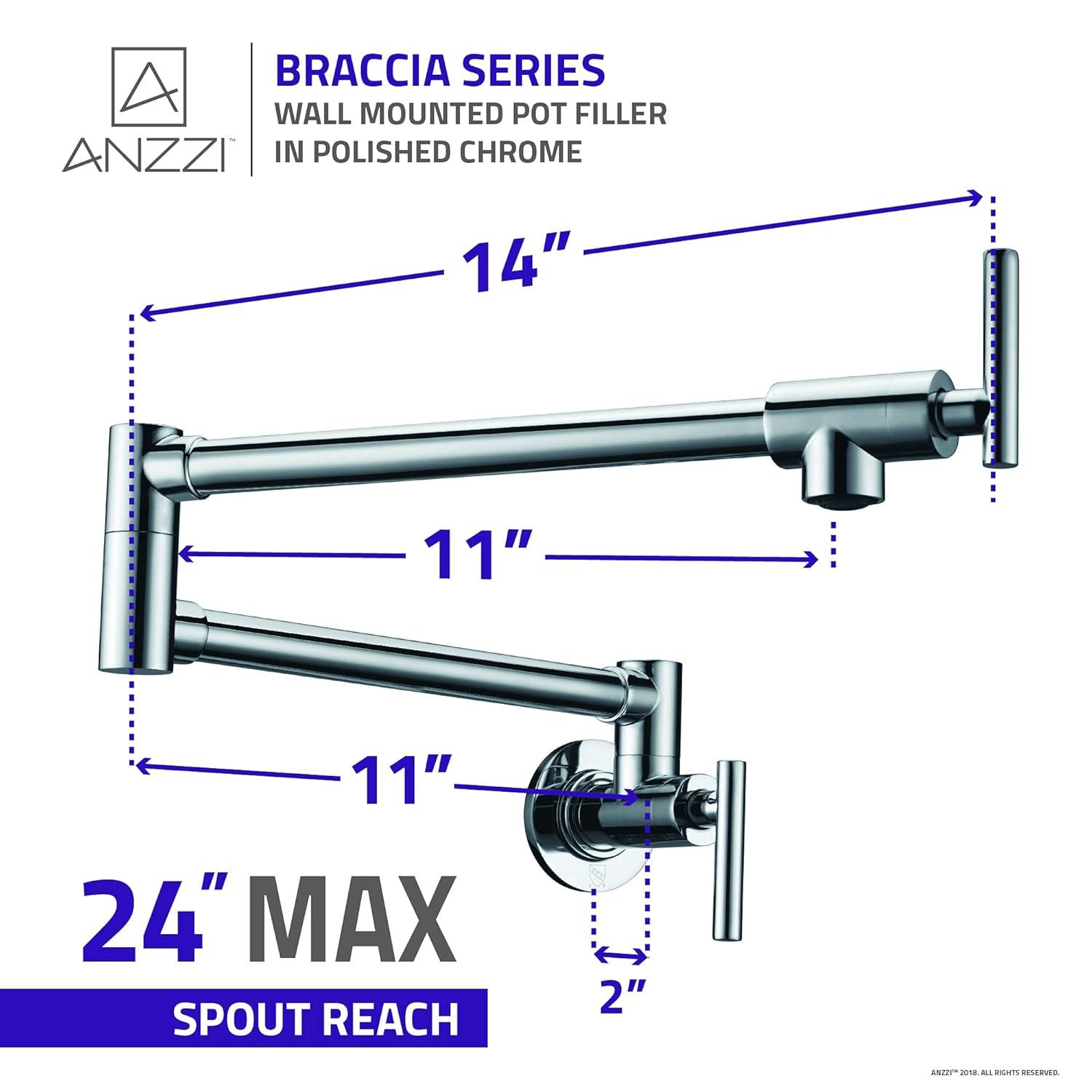 ANZZI ANZZI Braccia Series 24" Wall Mounted Pot Filler With Accessories KF-AZ258CH