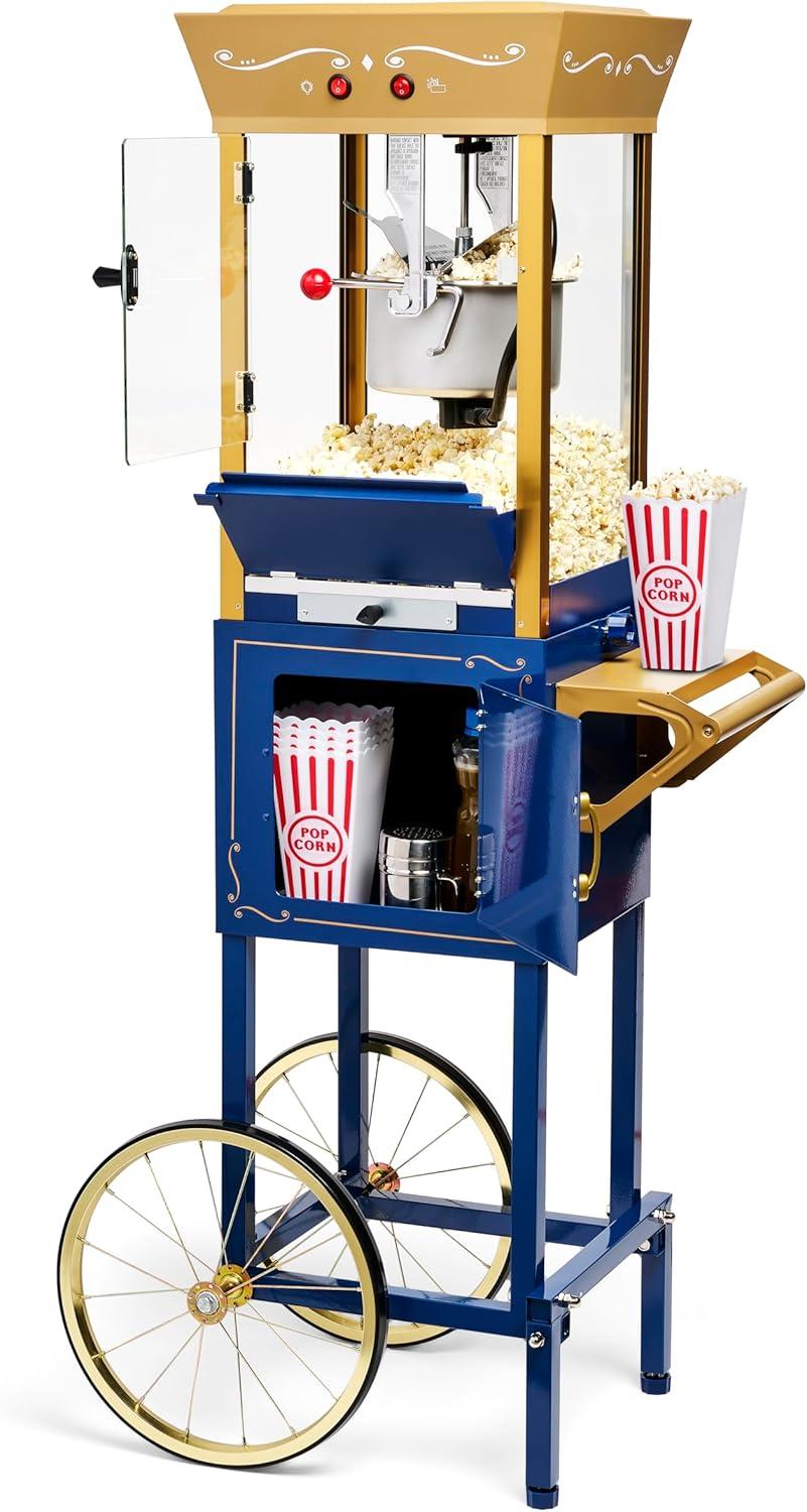 Nostalgia Vintage Professional Popcorn Cart - 8-Ounce Kettle - 53 Inches Tall