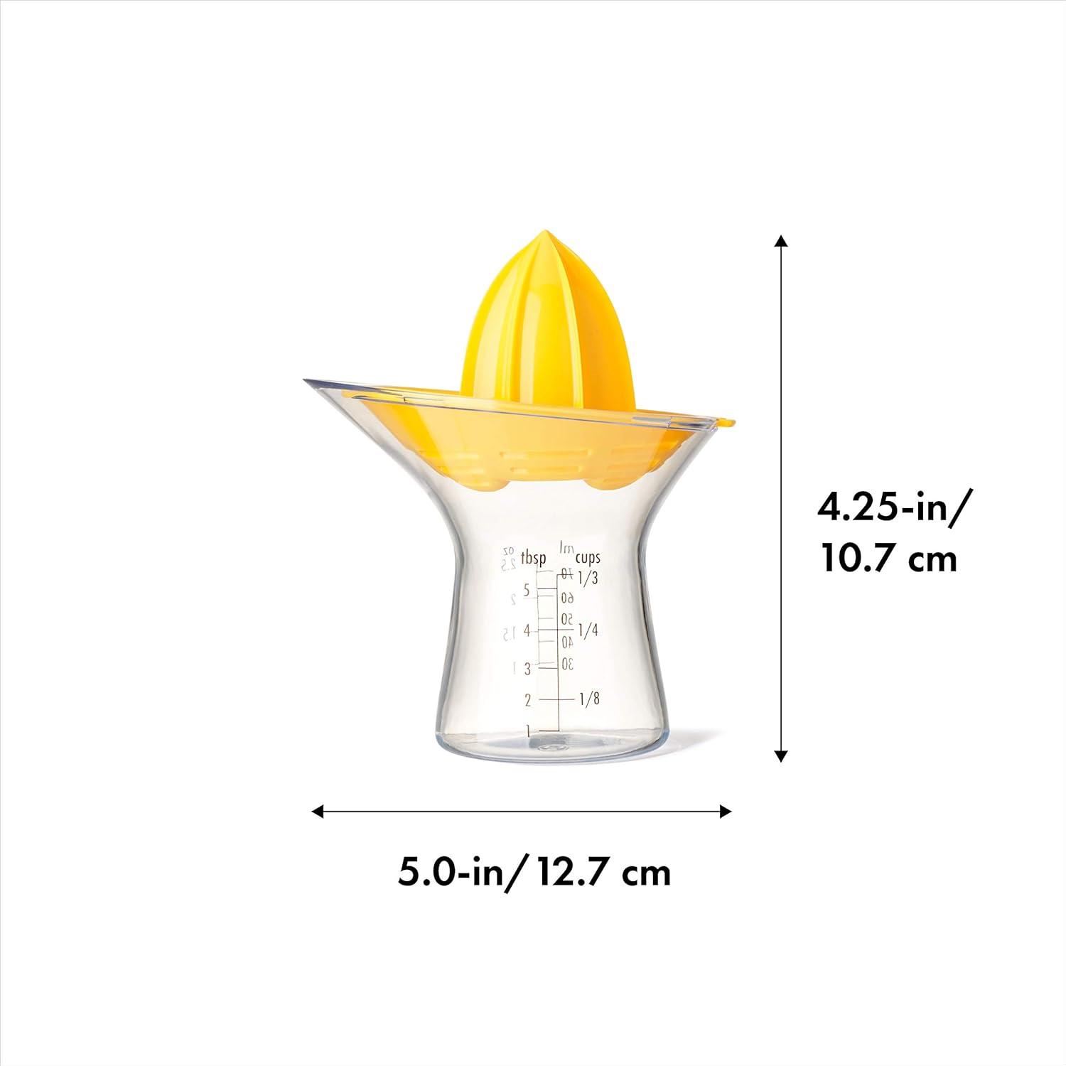 Yellow and Clear Plastic Citrus Juicer with Measurement Markings